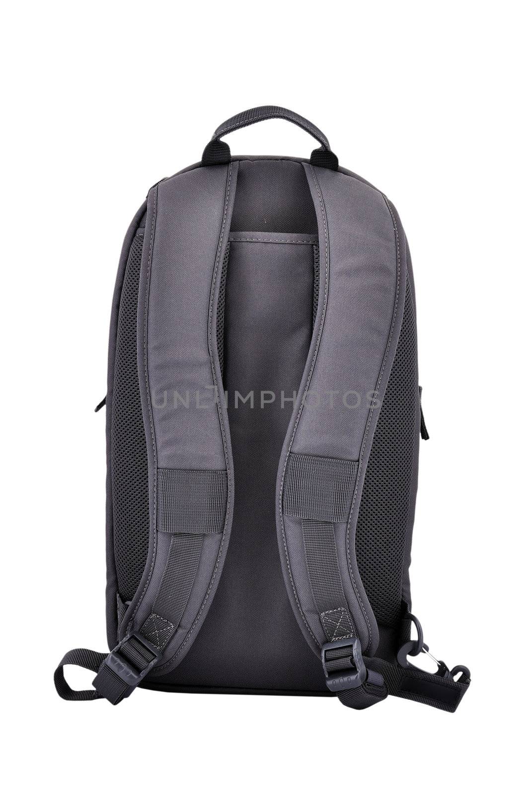 Backpack back view on a white background