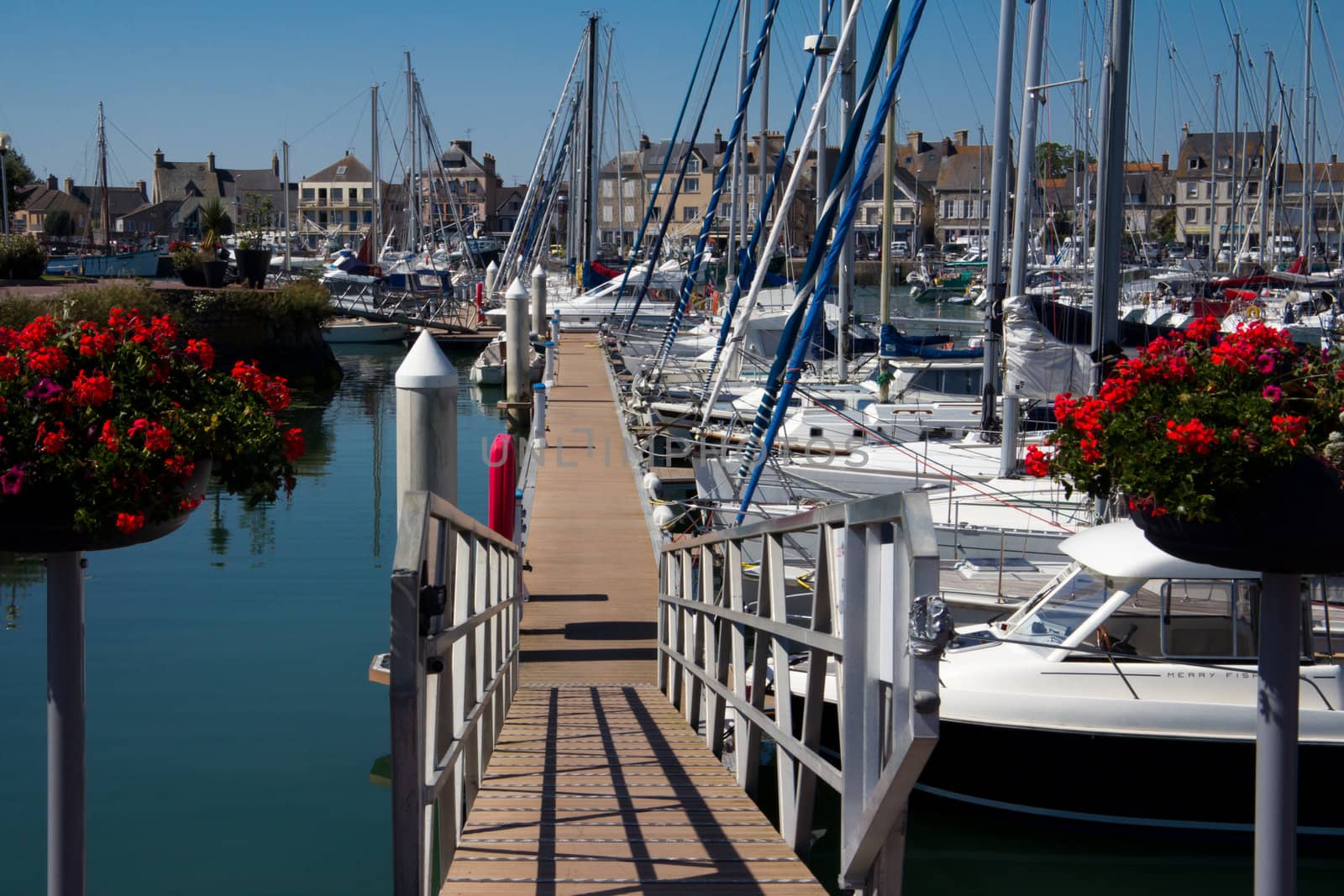 The boardwalk of an affluent French marina