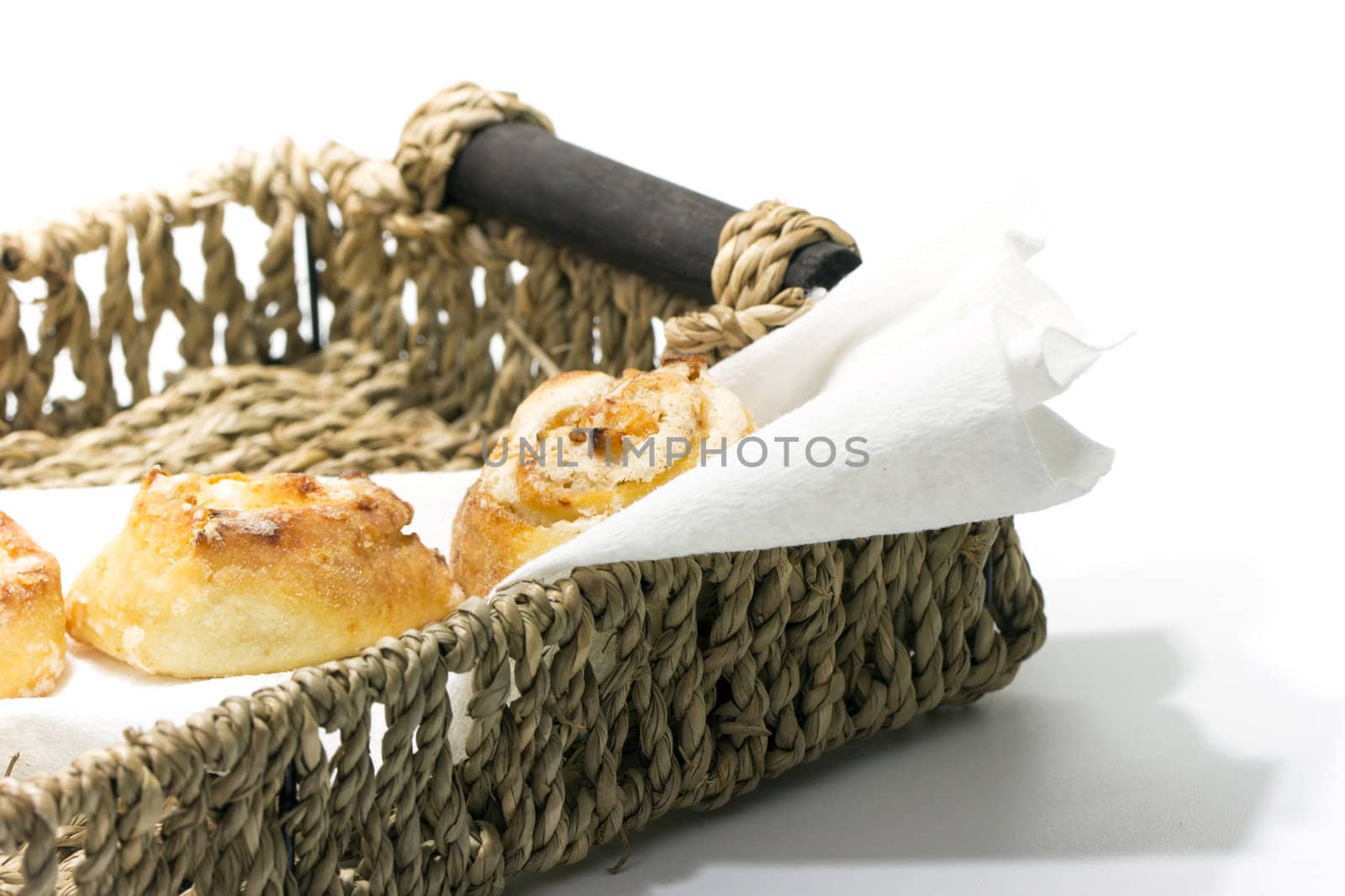 Homemade Cookies in a basket on a white background