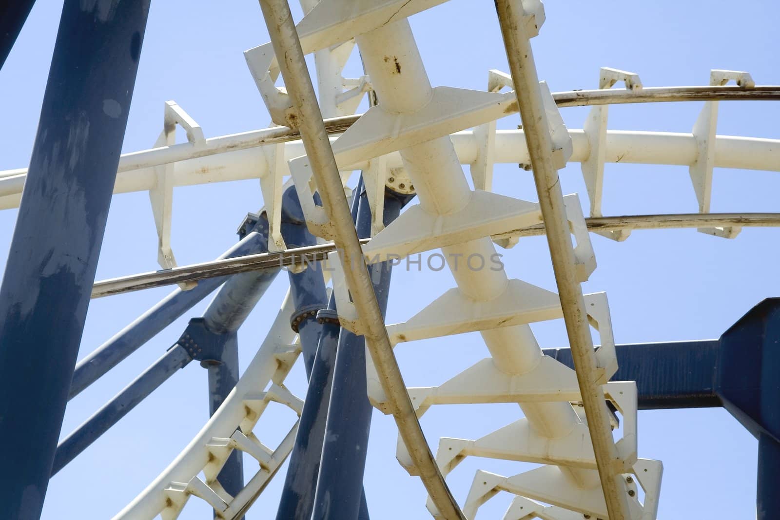 Sophisticated metal construction on a background of blue sky