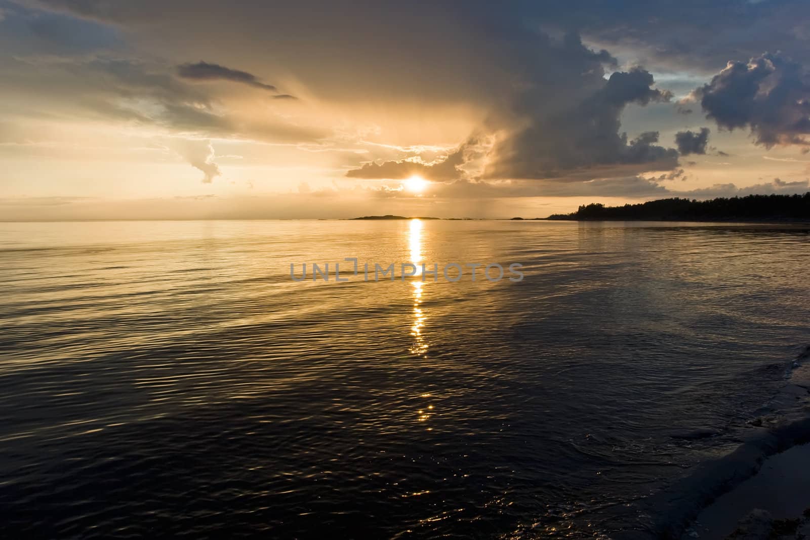 Sunset and white night at Kiy island, Russia