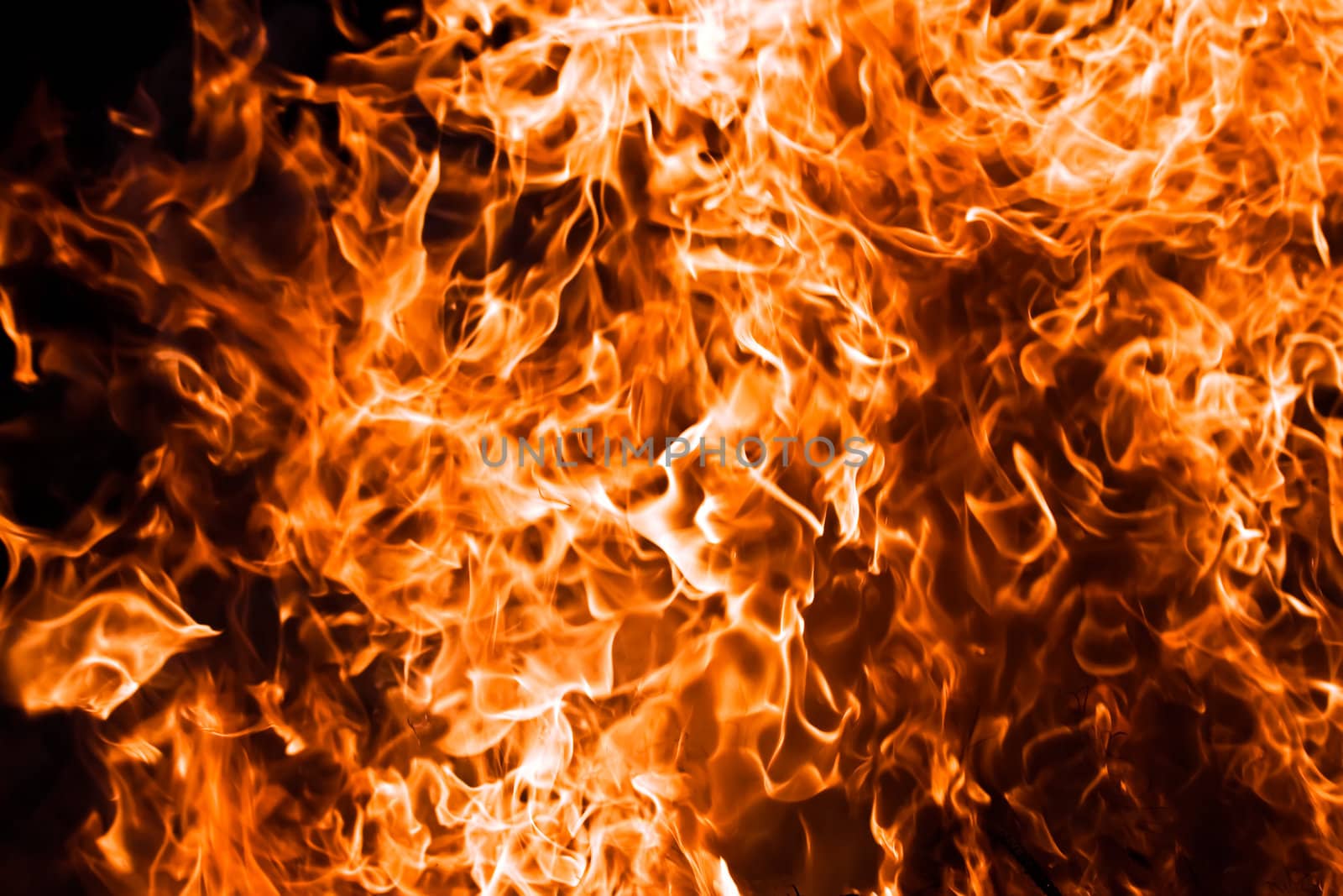Flame burning on black background