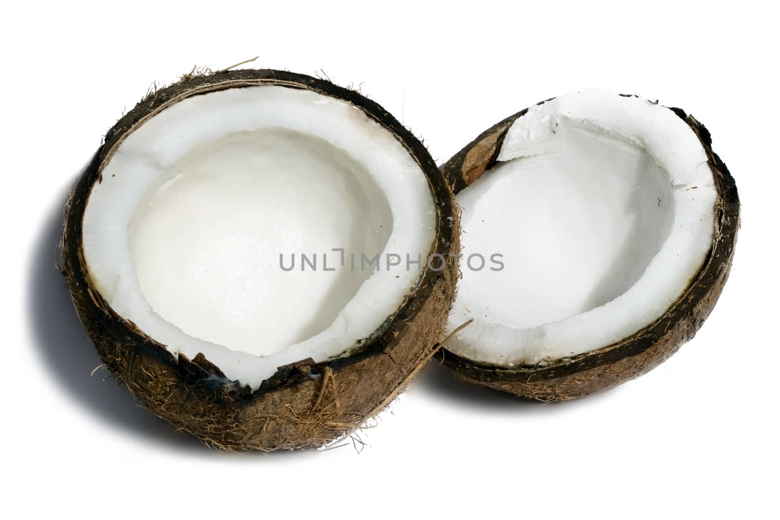 Fresh coconut on white isolated background