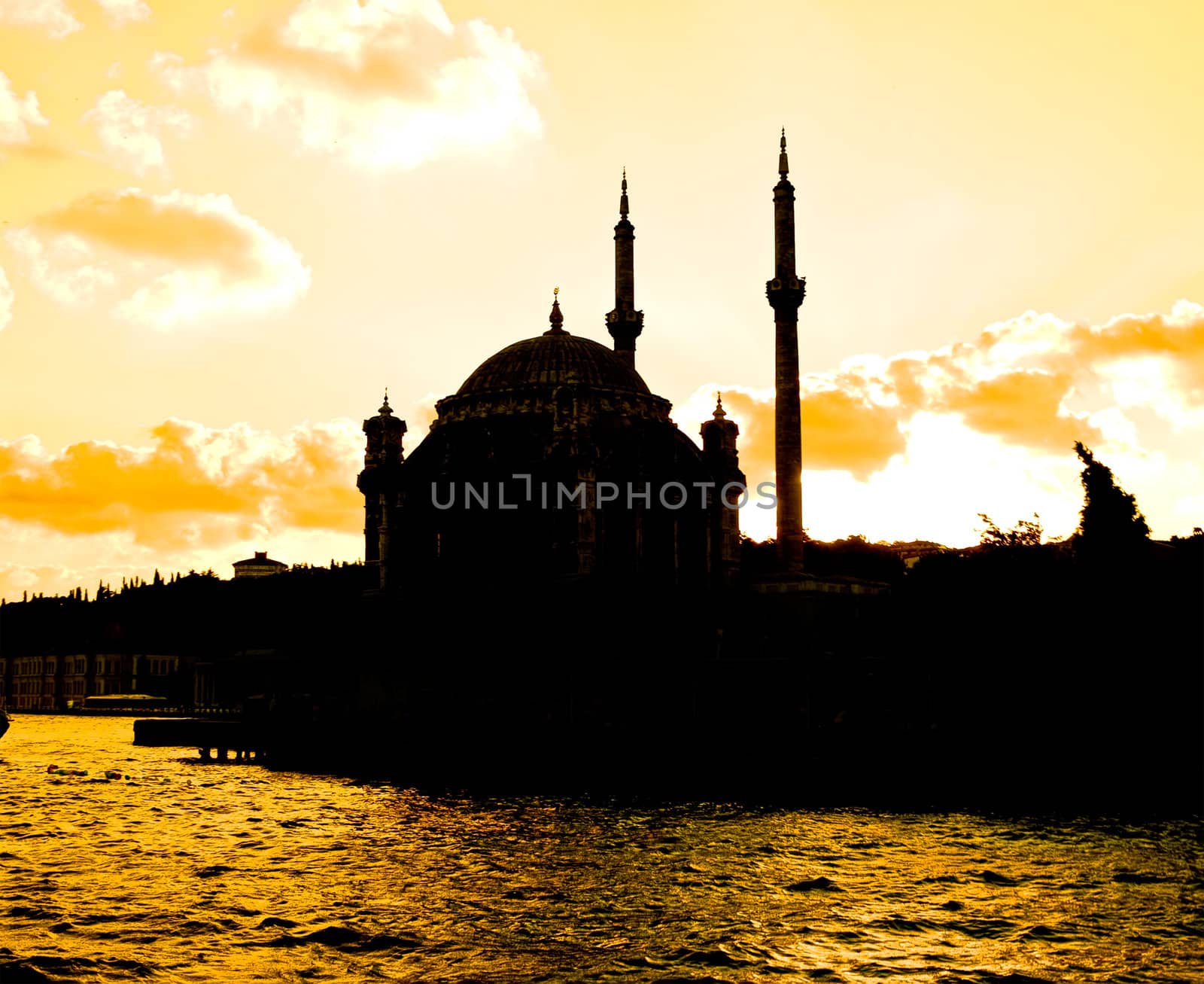 Ortakoy Mosque at sunset, Istanbul, Turkey