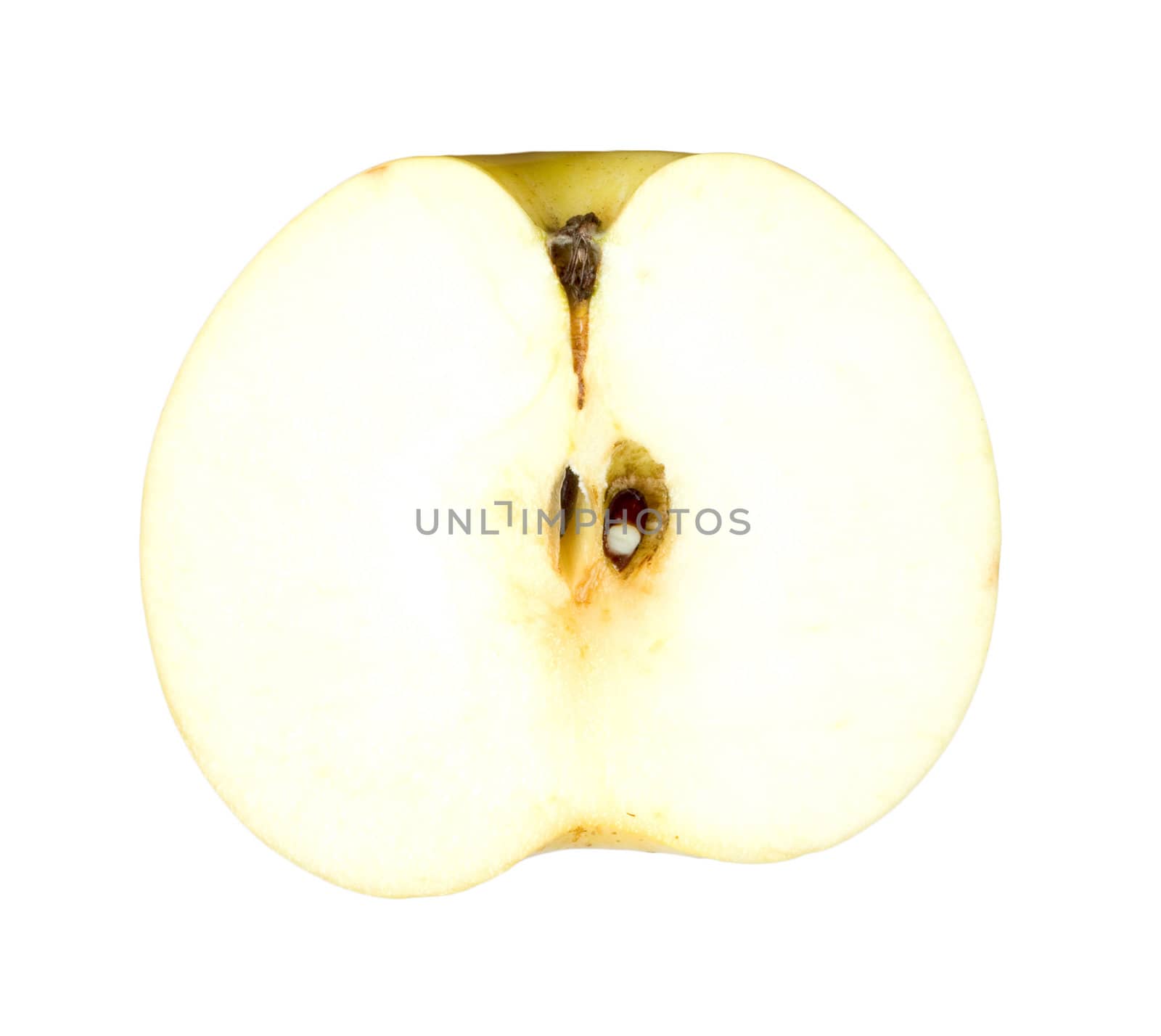 Yellow apple sliced isolated on white 