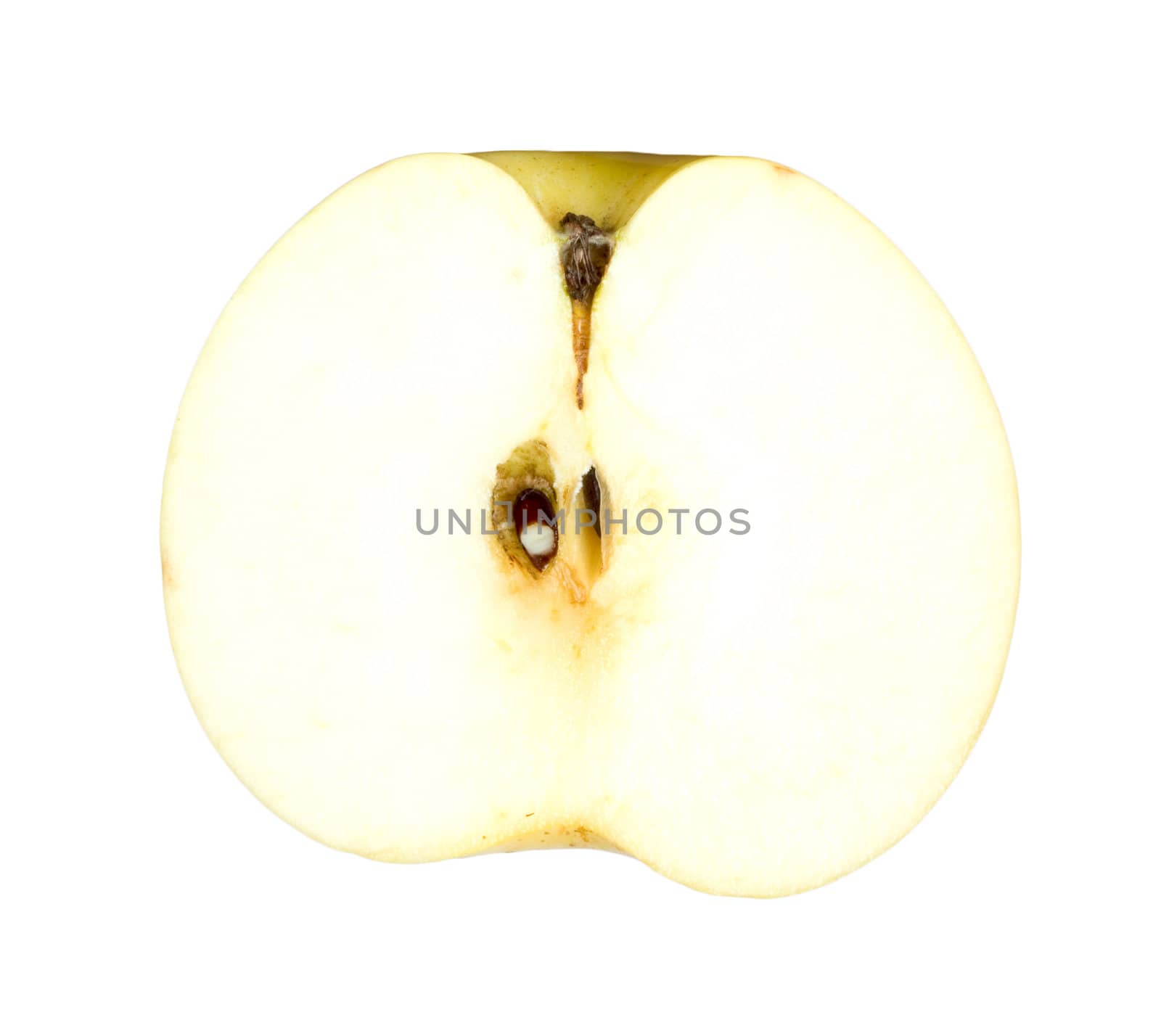 Yellow apple sliced isolated on white 