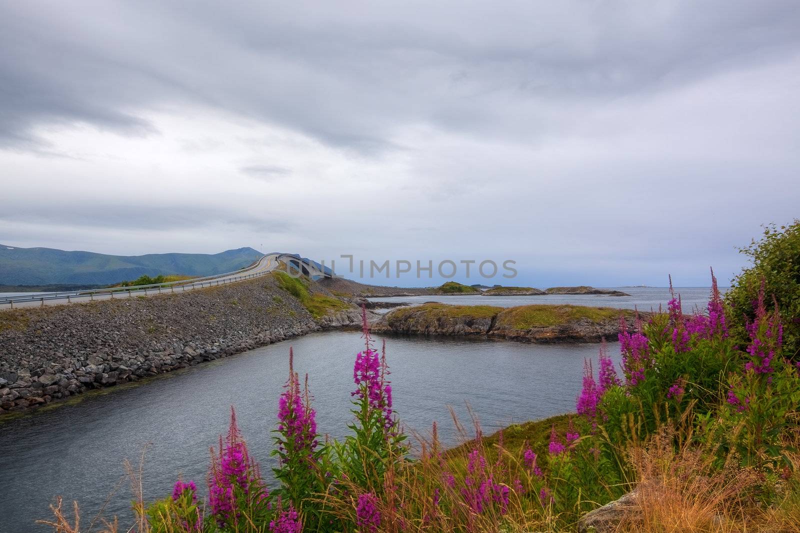 Atlantic Road and beautiful nature on a cloudy day