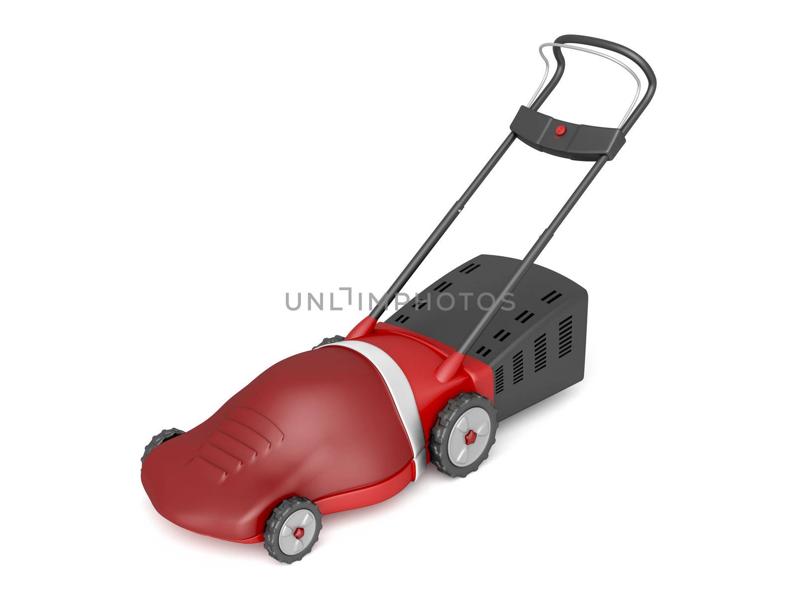 Red electric lawn mower by magraphics