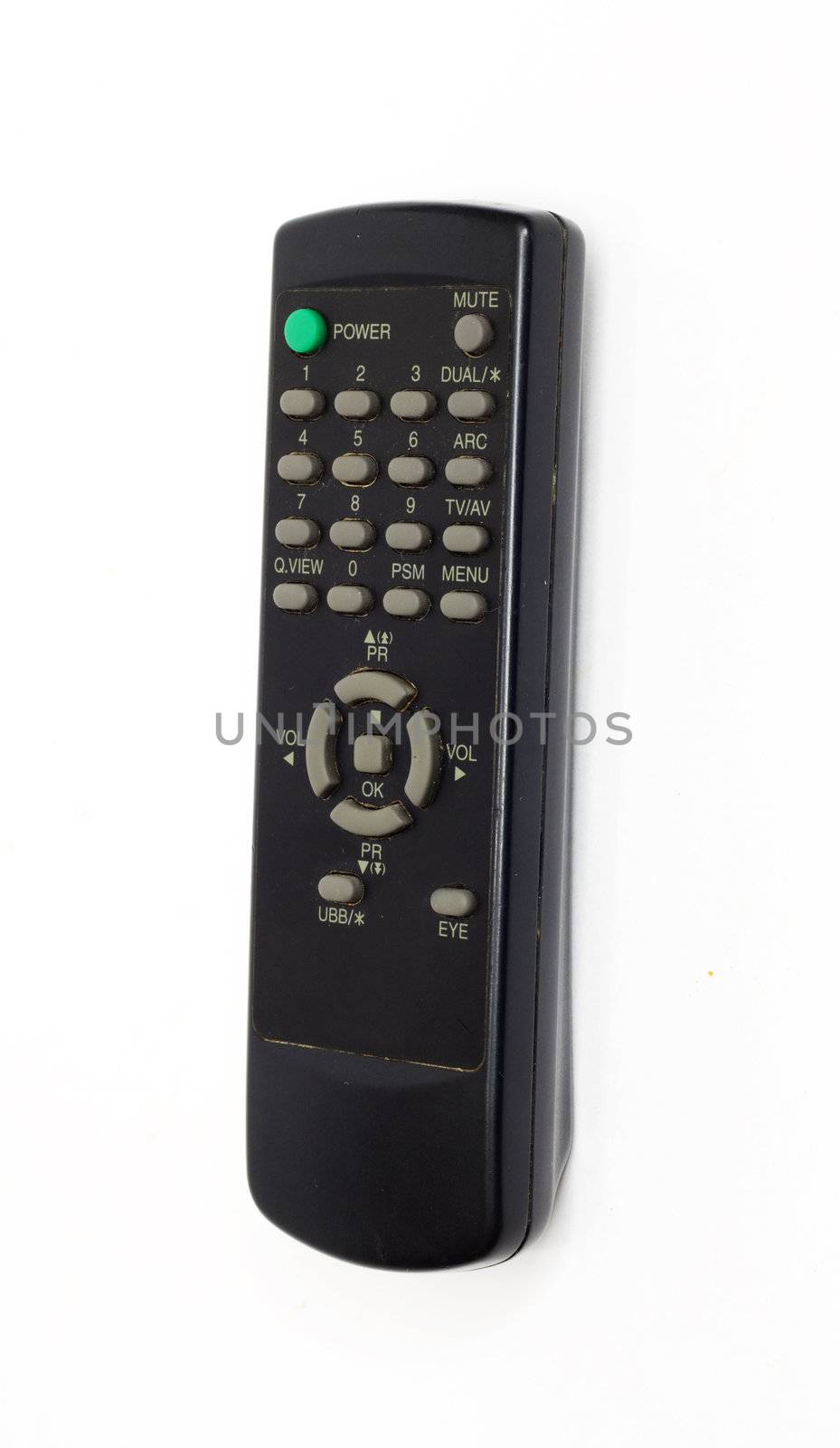 Black remote control for TV set 