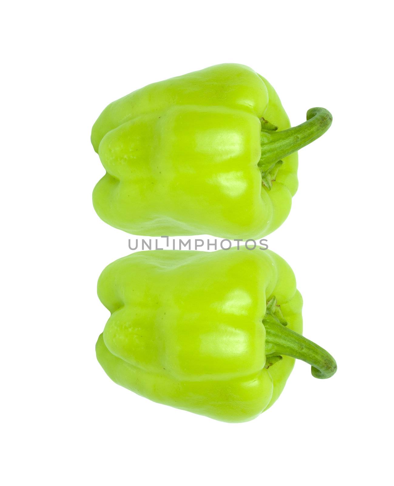 two Green Peppers insulated on white background