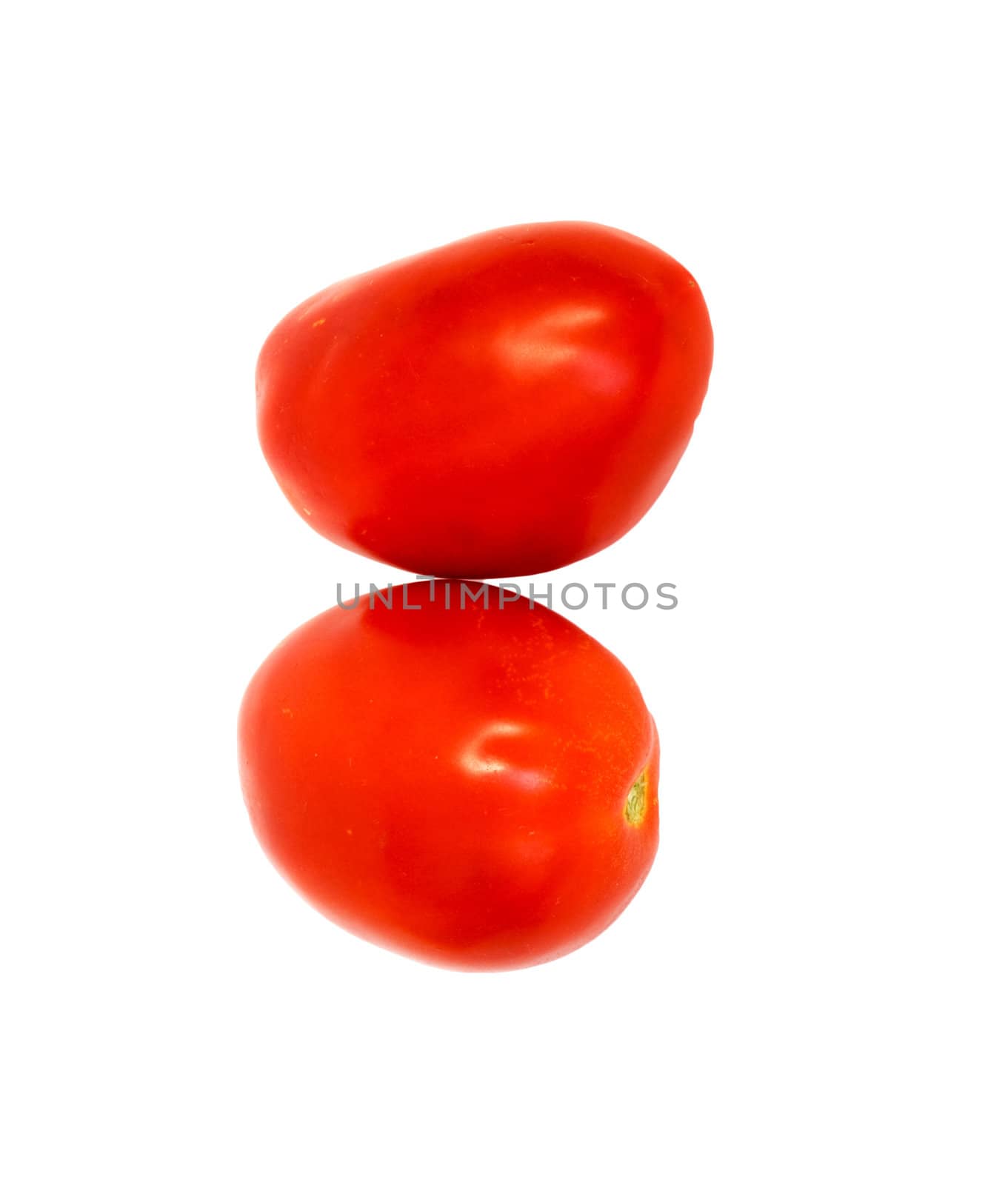 two tomatoes isolated on white 