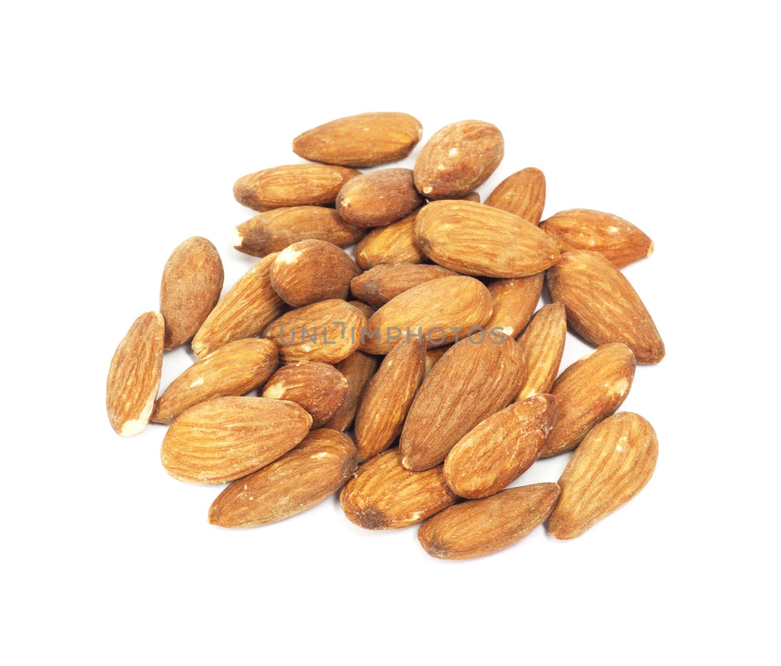 Almonds on white background 
