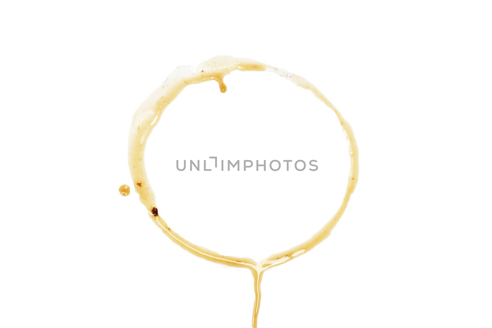 close up of coffee cup marks on white background 
