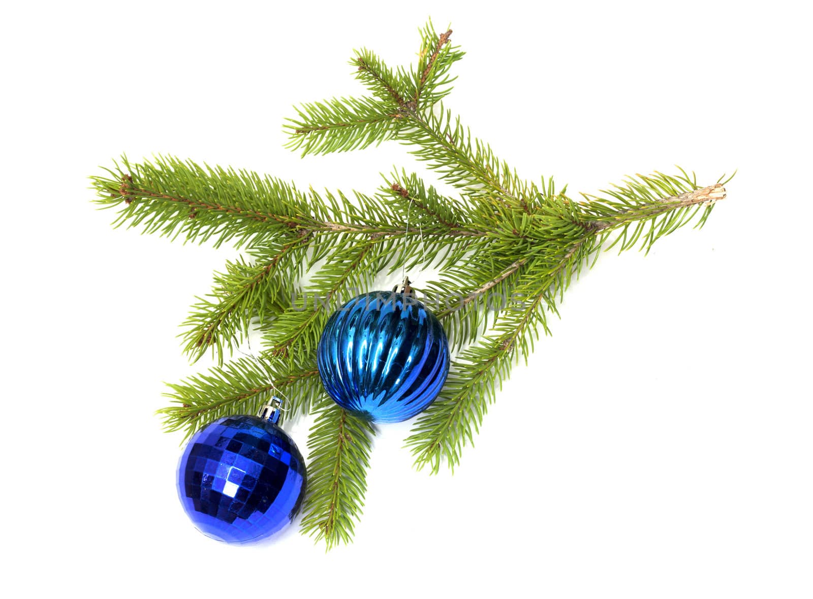 two christmas toys on white background 