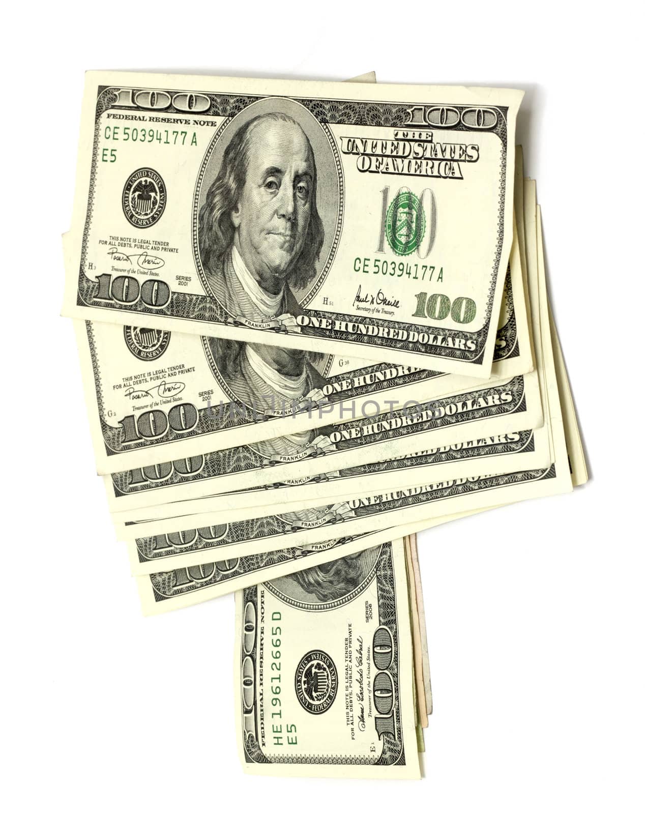stack of money isolated on white 