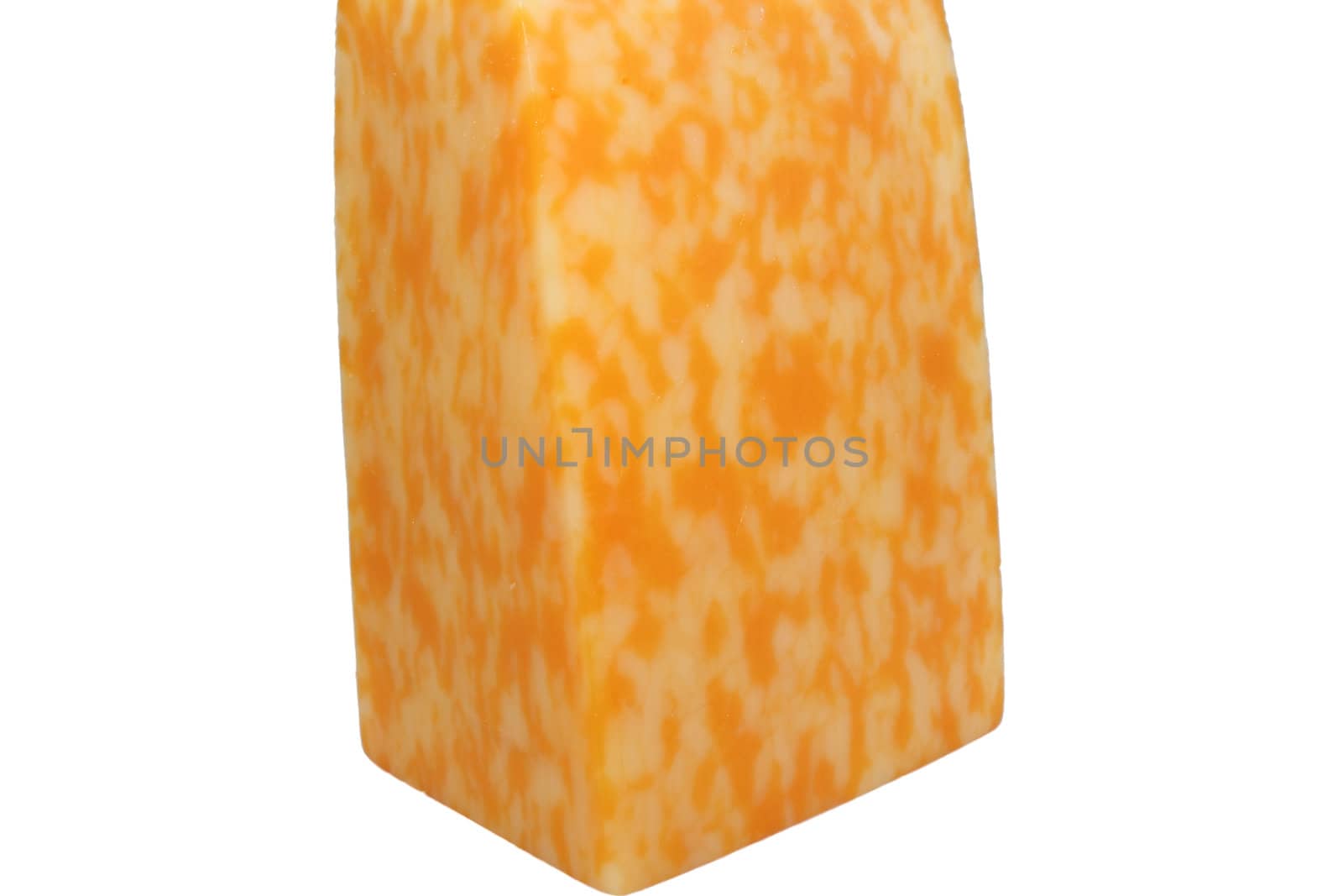 Piece marble cheese on a white background