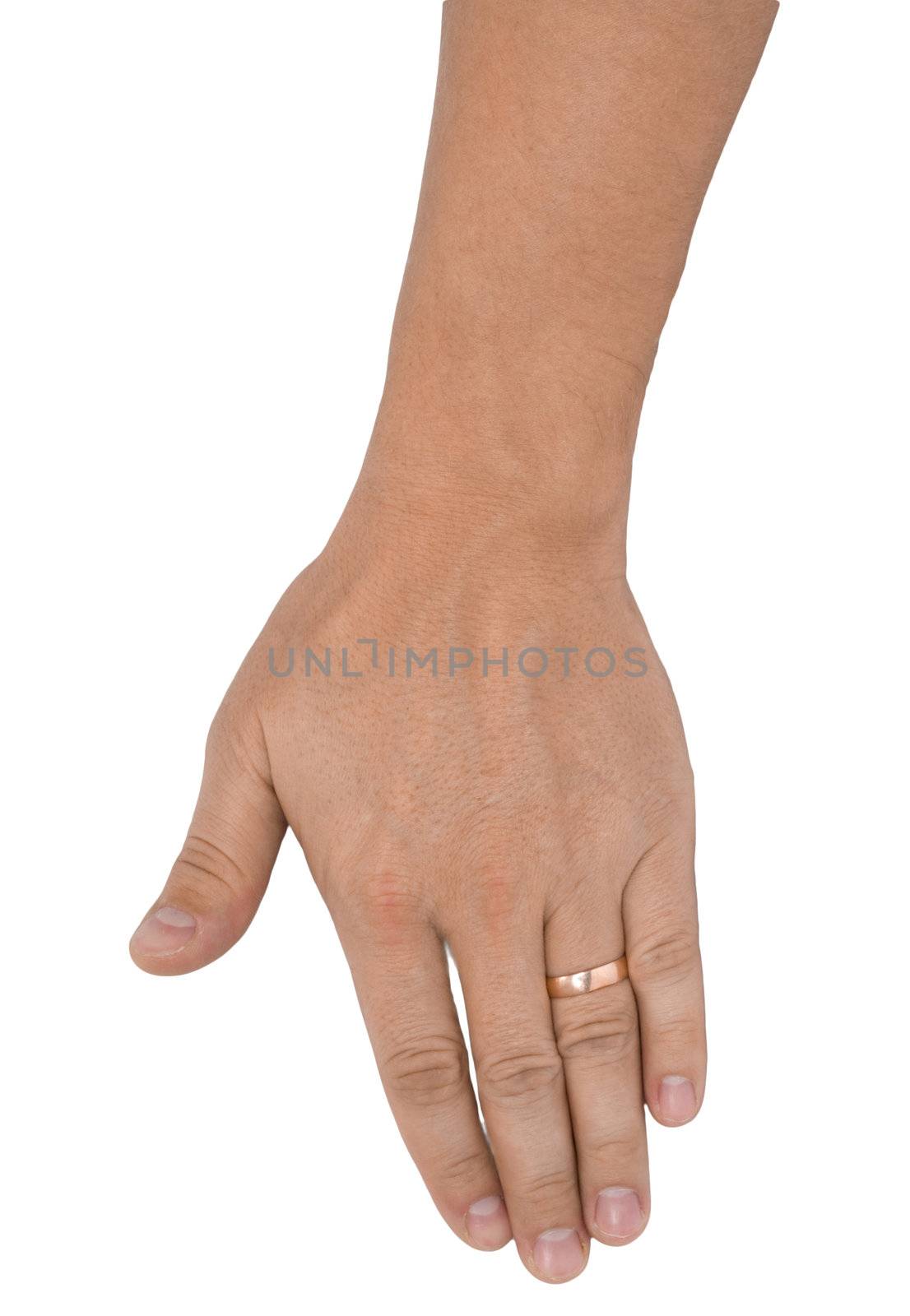 men's hand make thumbs up isolated over white 