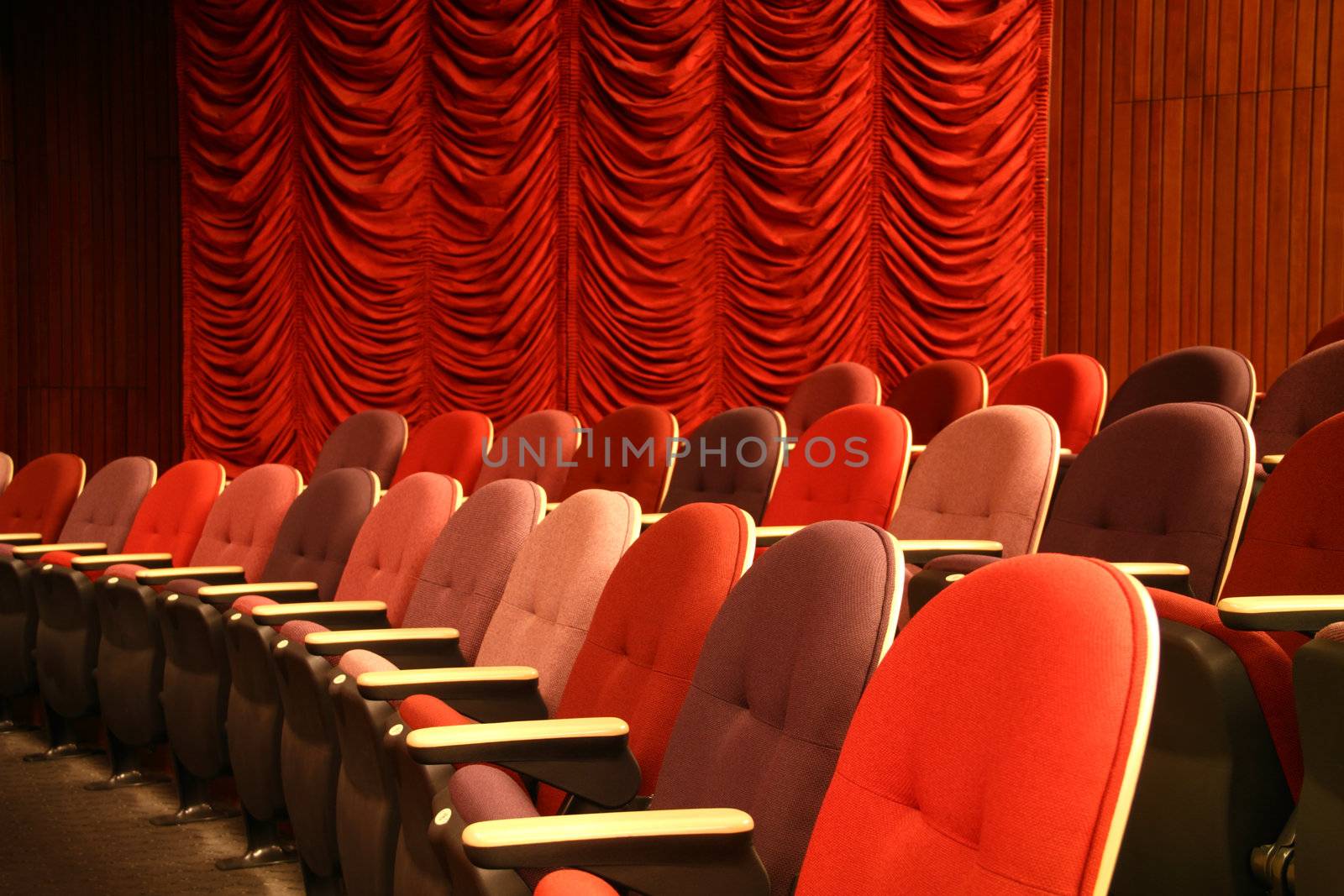 Row of seats in an empty theater