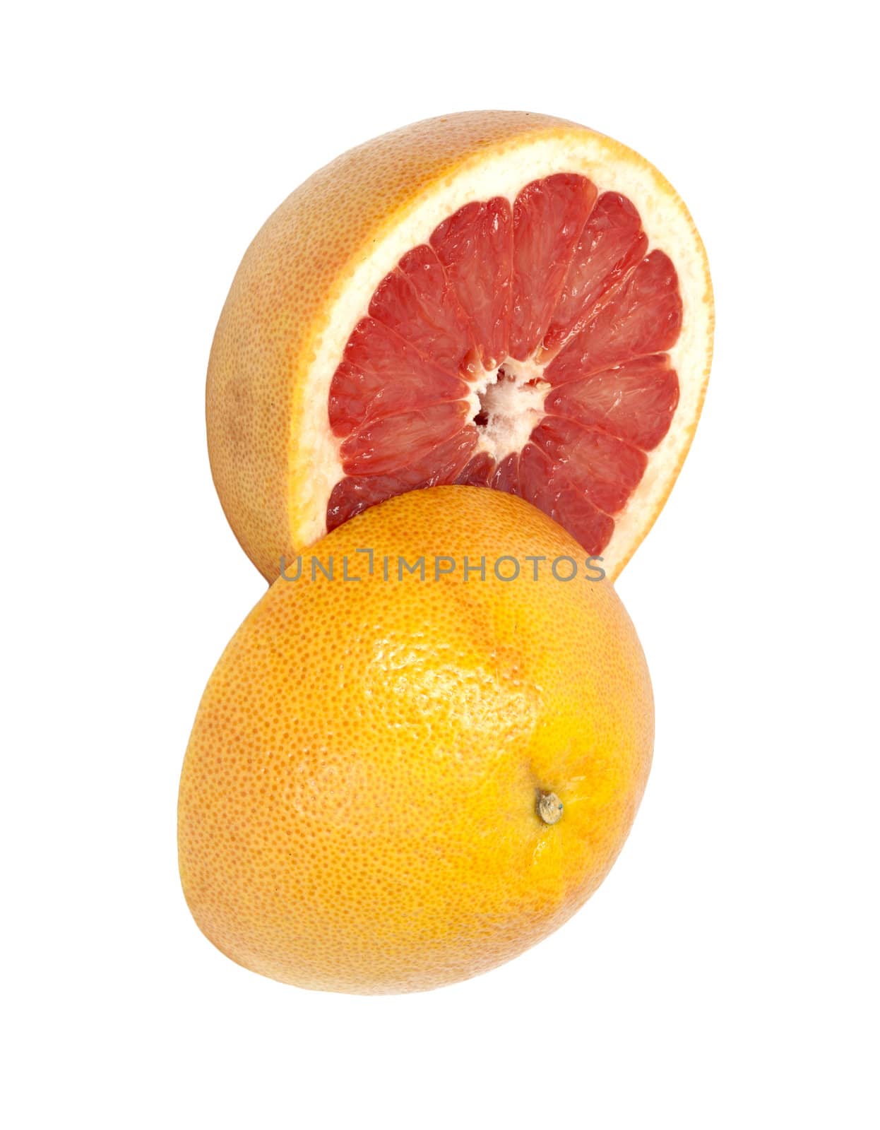 two half grapefruit isolated on white background 