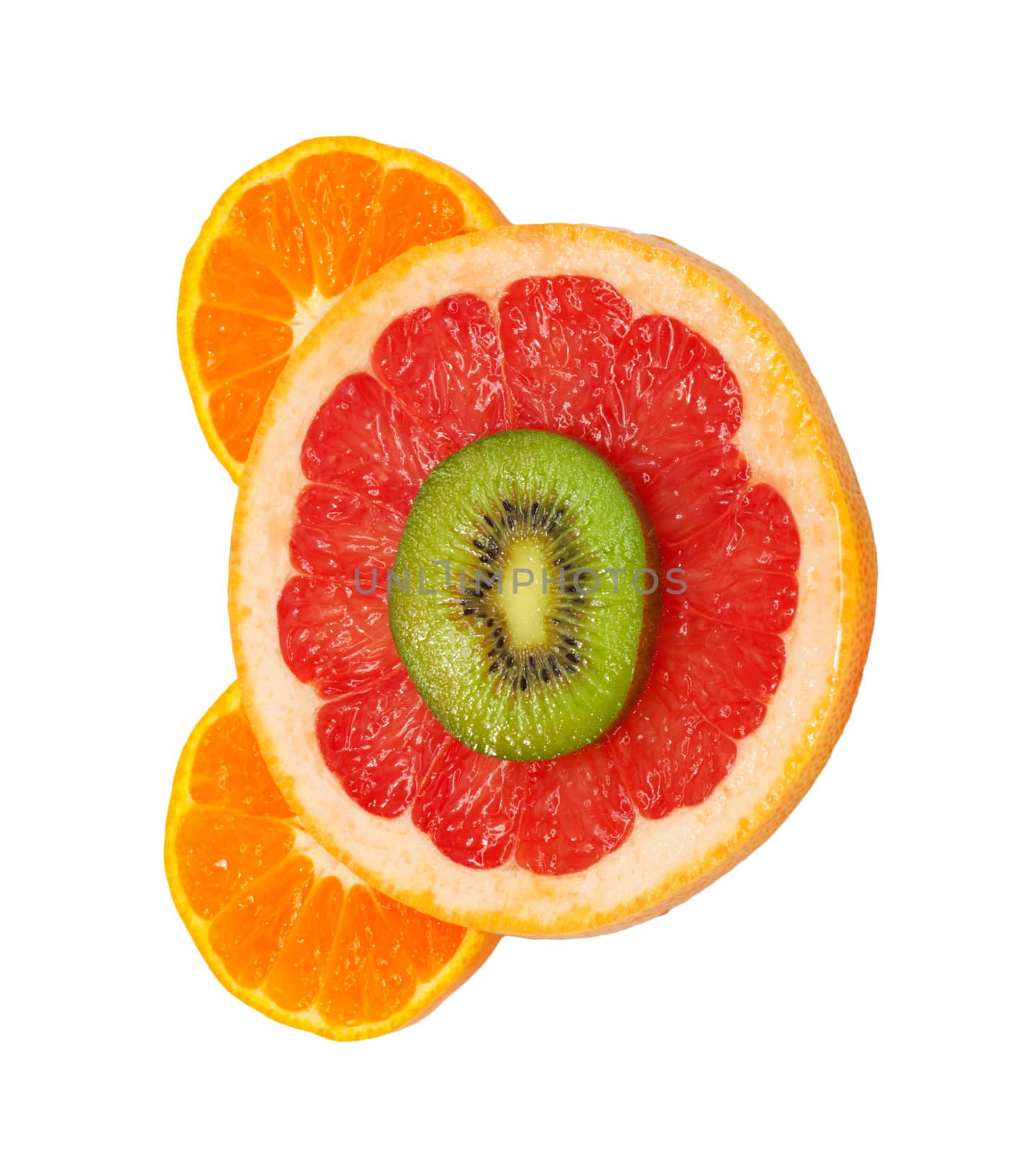 Isolated Kiwi and Grapefruit 
