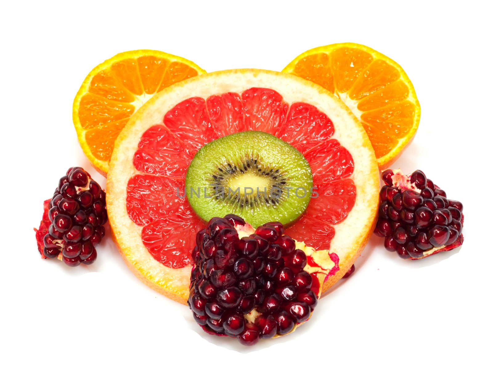 collection of fruits isolated on white 