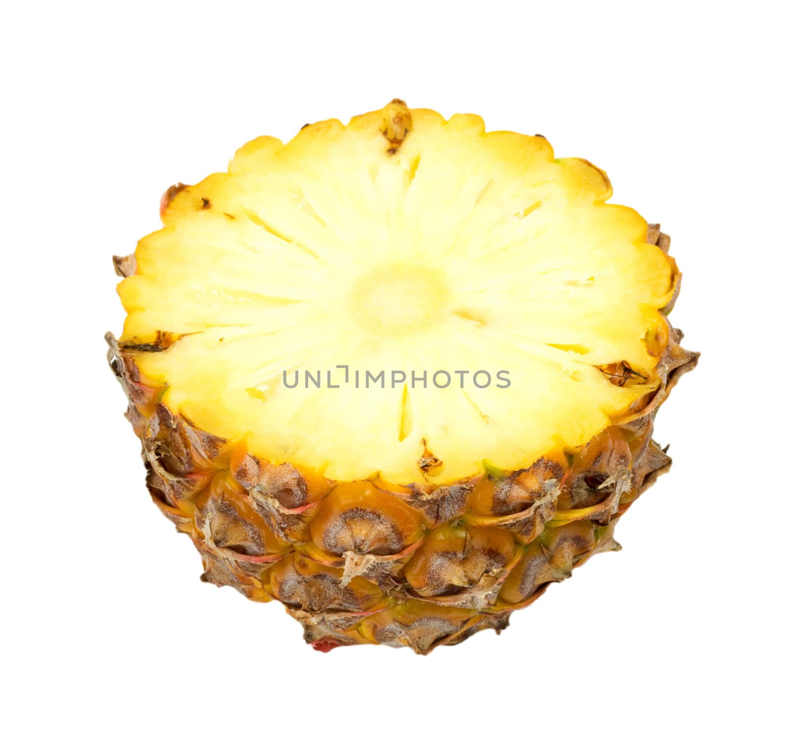 Pineapple slice isolated over white background. 