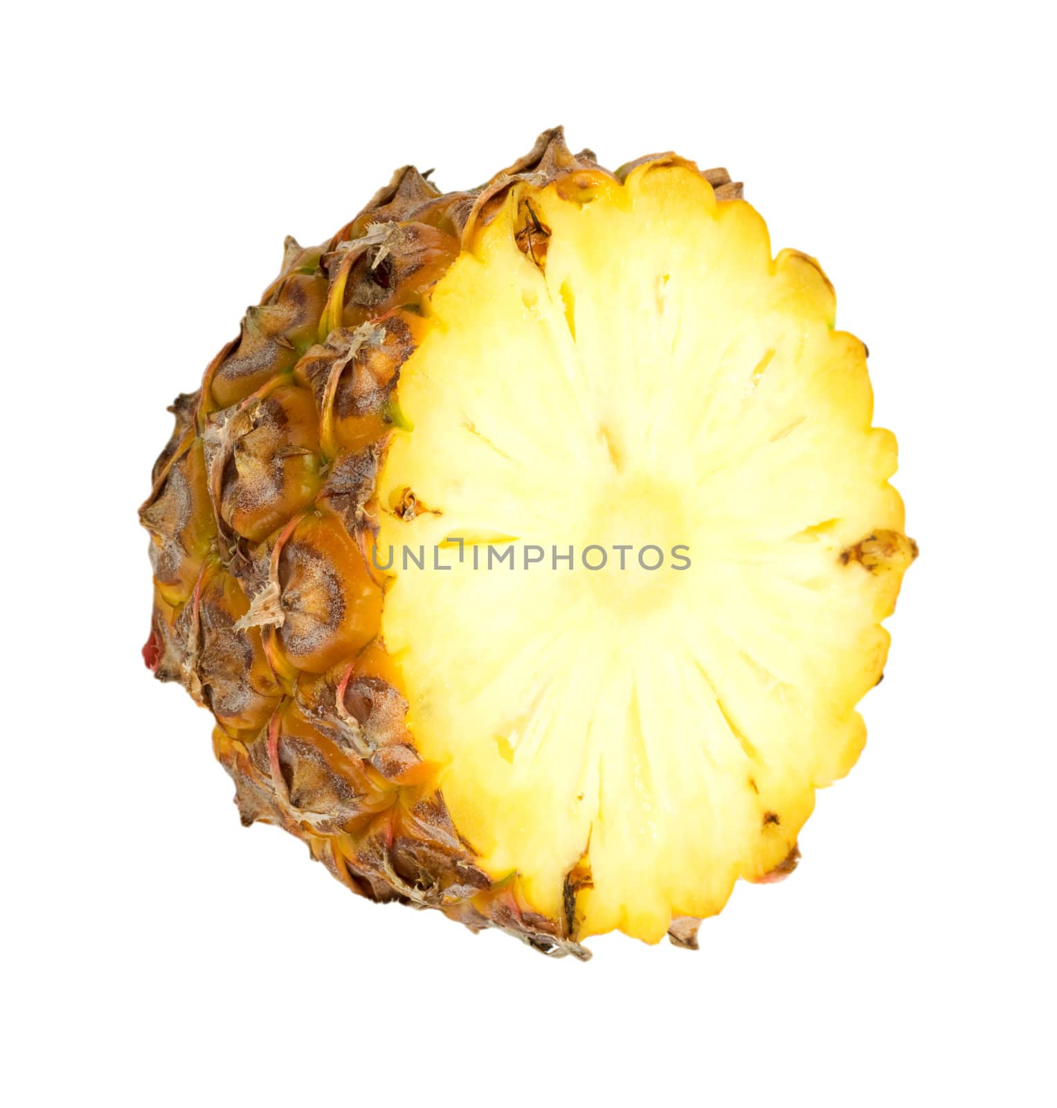 Pineapple slice isolated over white background. 