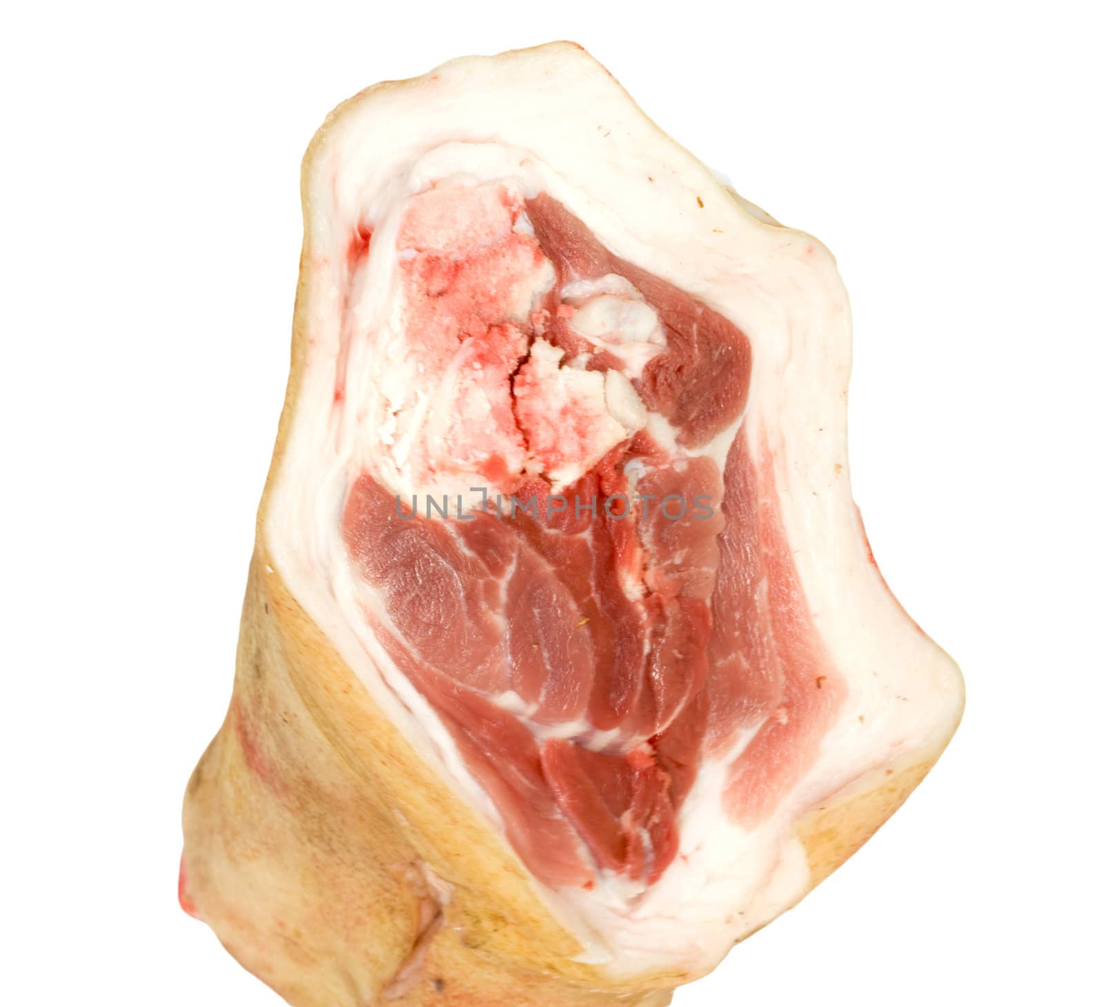 raw pork (leg) isolated on white background 