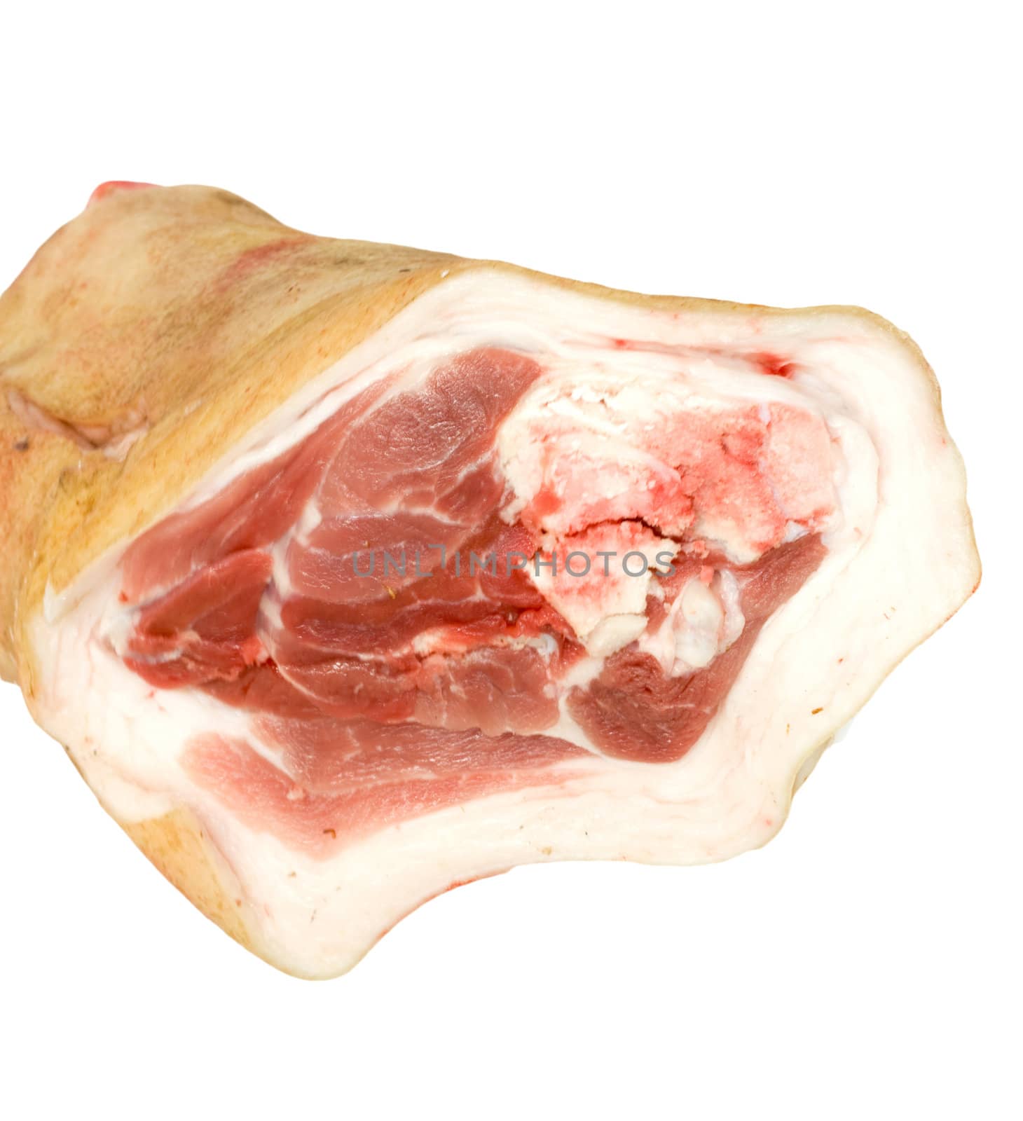 raw pork (leg) isolated on white background 