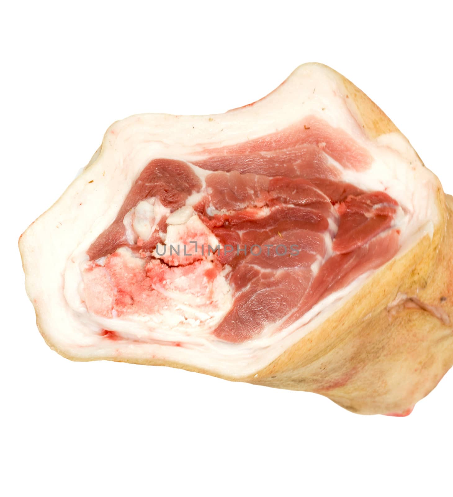 raw pork (leg) isolated on white background 