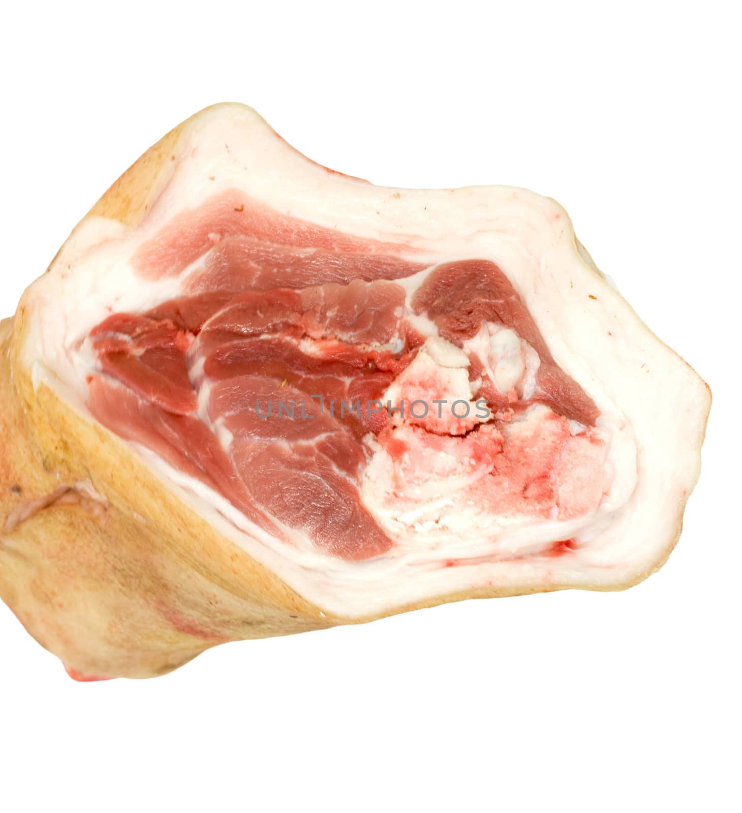 raw pork (leg) isolated on white background 