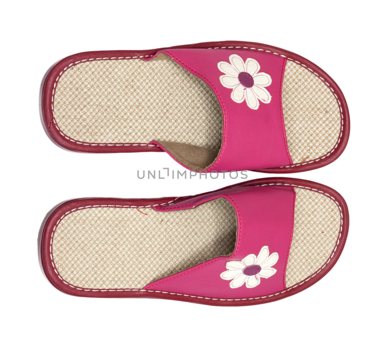 Pink flip flops isolated on white 