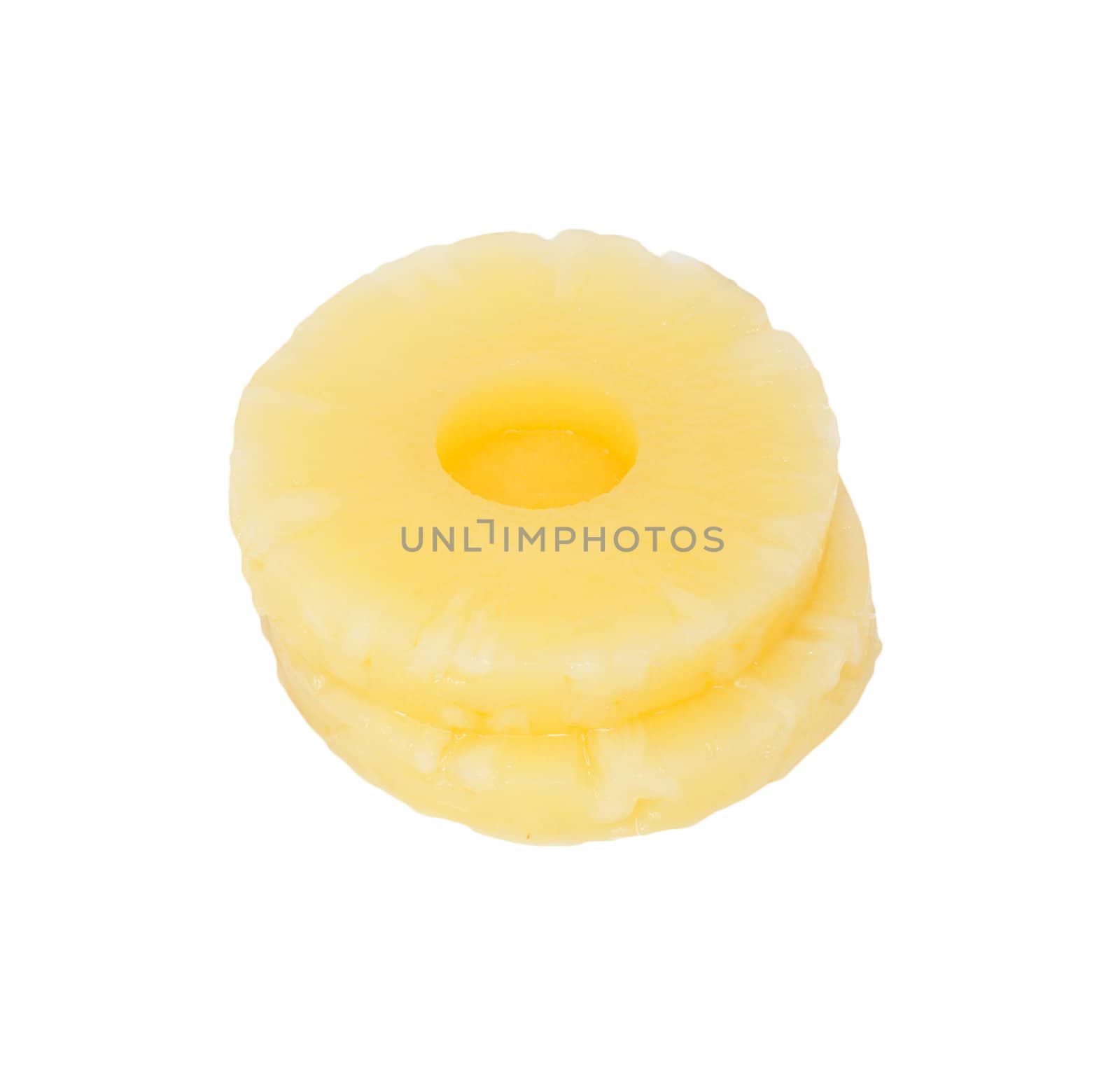 slice of pineapple isolated on white background 