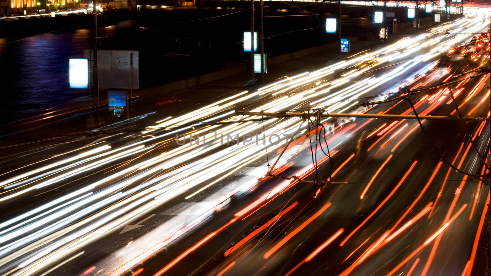 Cars with night lights at the evening