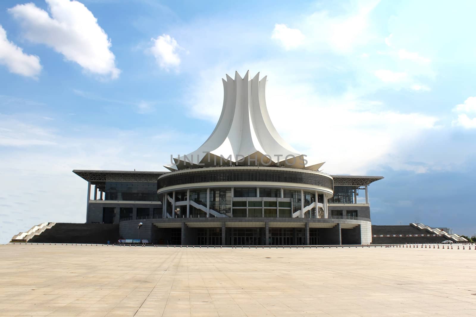 exhibition center with hibiscus flower in the Namninh city of China