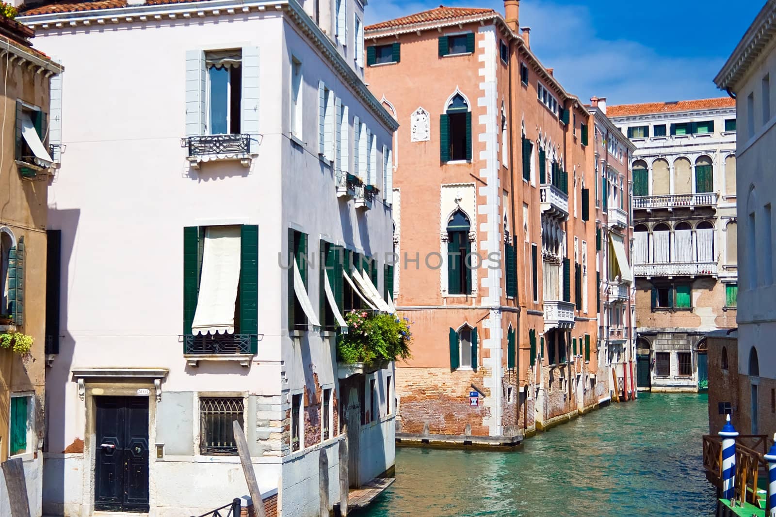 Nice venetian canal and old houses, Venice, Italy