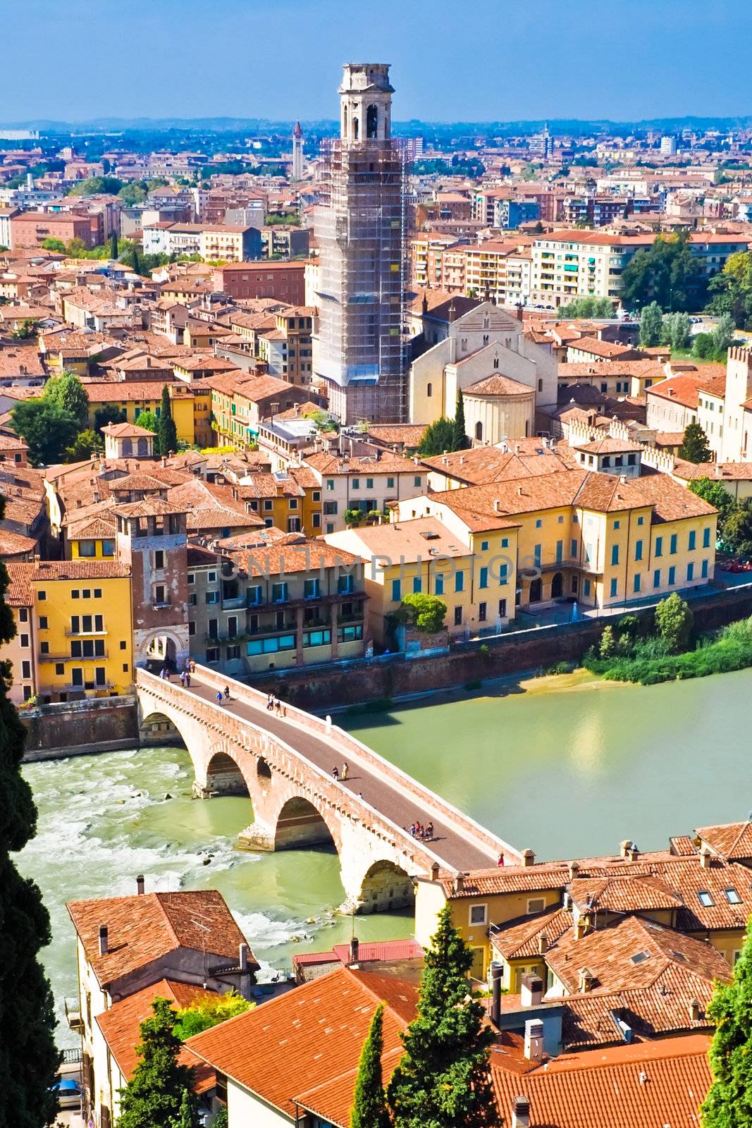 Verona panoramic view from the hill, Italy