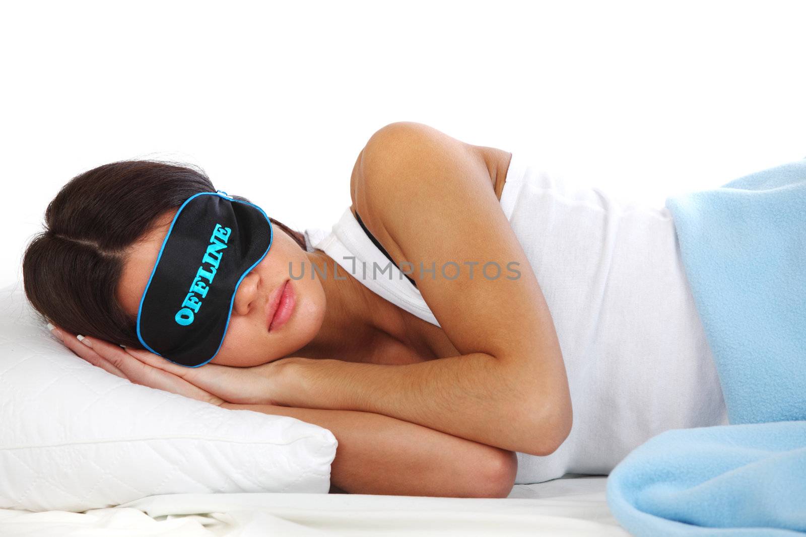 offline beauty woman sleep on the pillow