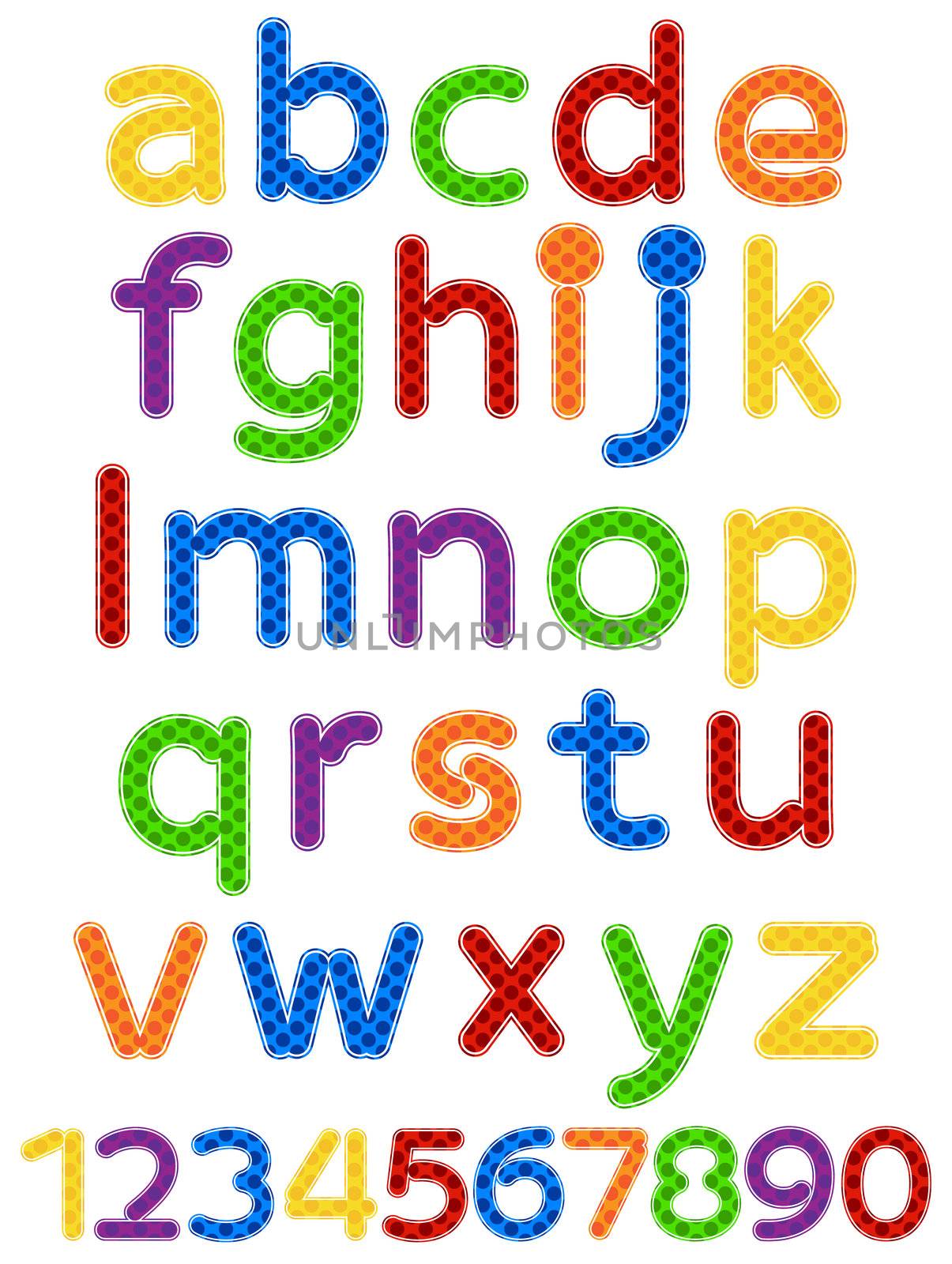 fun colorful alphabet letters and numbers vector illustration