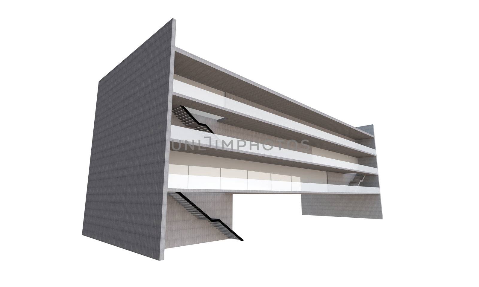 3D modern building by siraanamwong