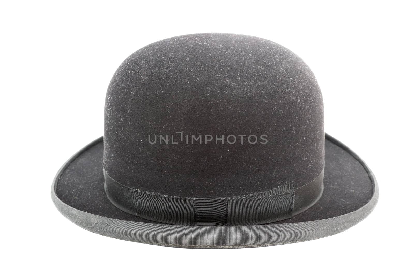 old black elegant hat over white background