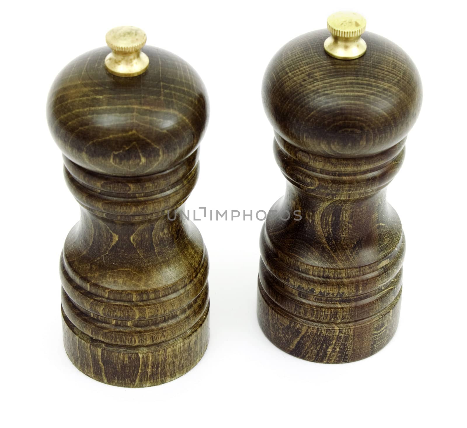 Wooden Saltcellar and pepperbox  isolated on  white background 