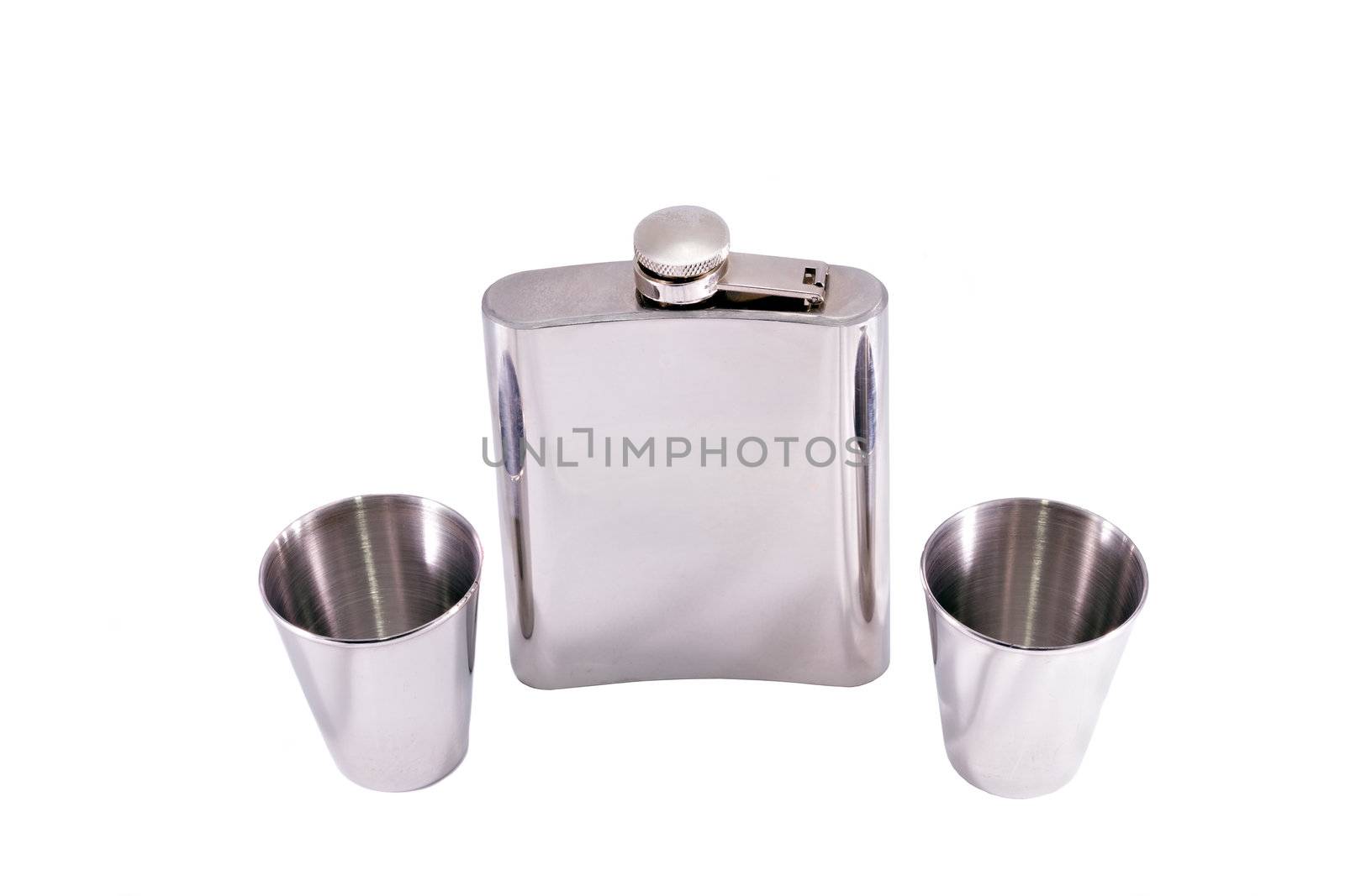 Alcohol Grooved Flask And Two Steel Drinks by Roka