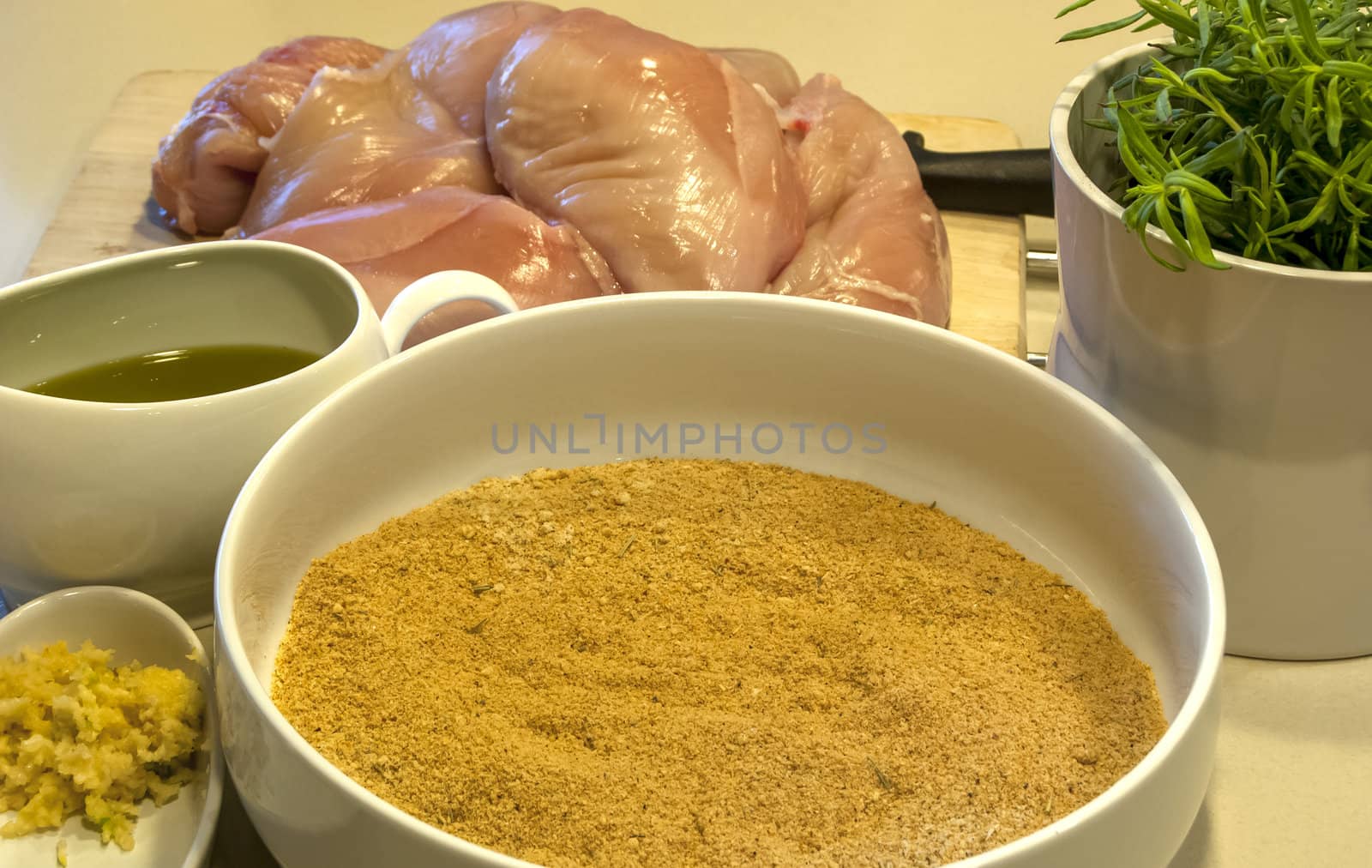 Ingredients for the preparation of breaded fried chicken