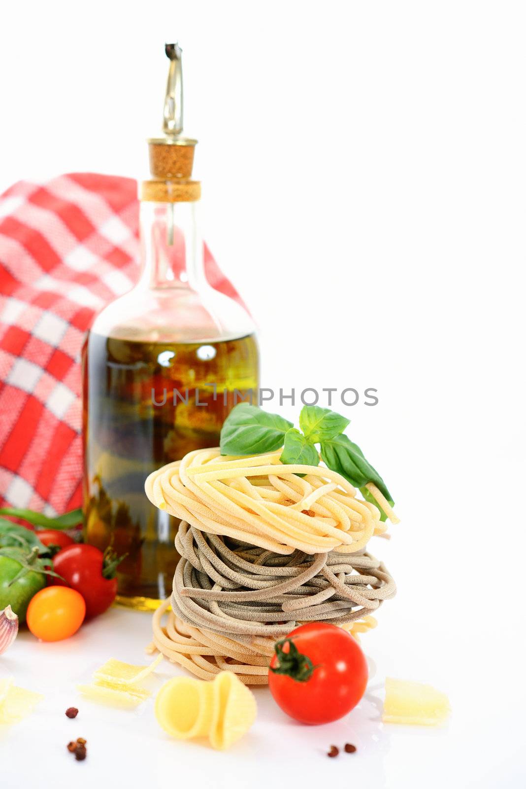 tasted italian pasta with food ingrediens for xooking