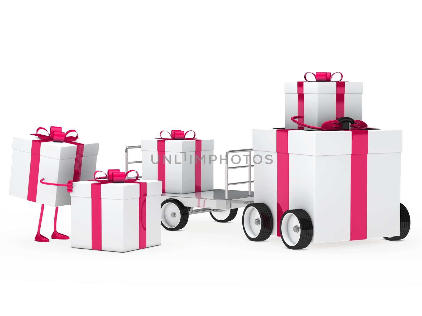 christmas gift box pink white vehicle drive