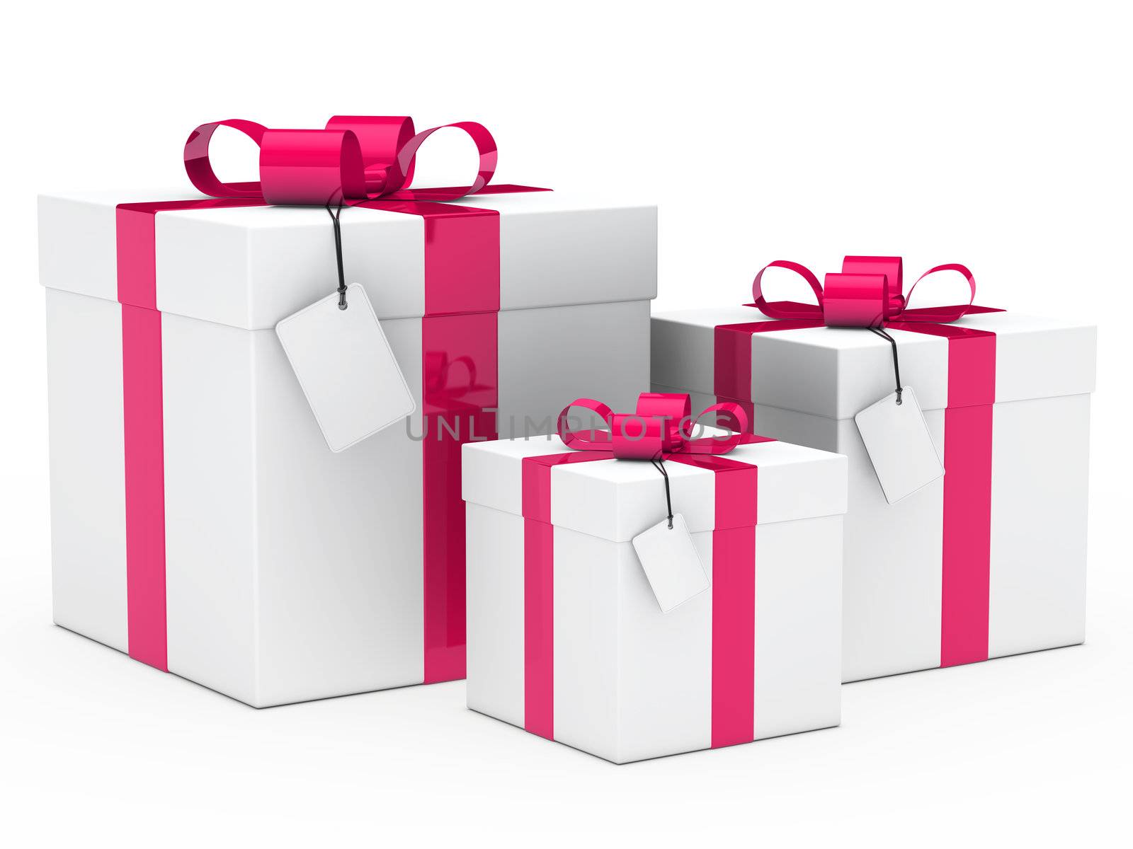 christmas white gift box pink ribbon signboard