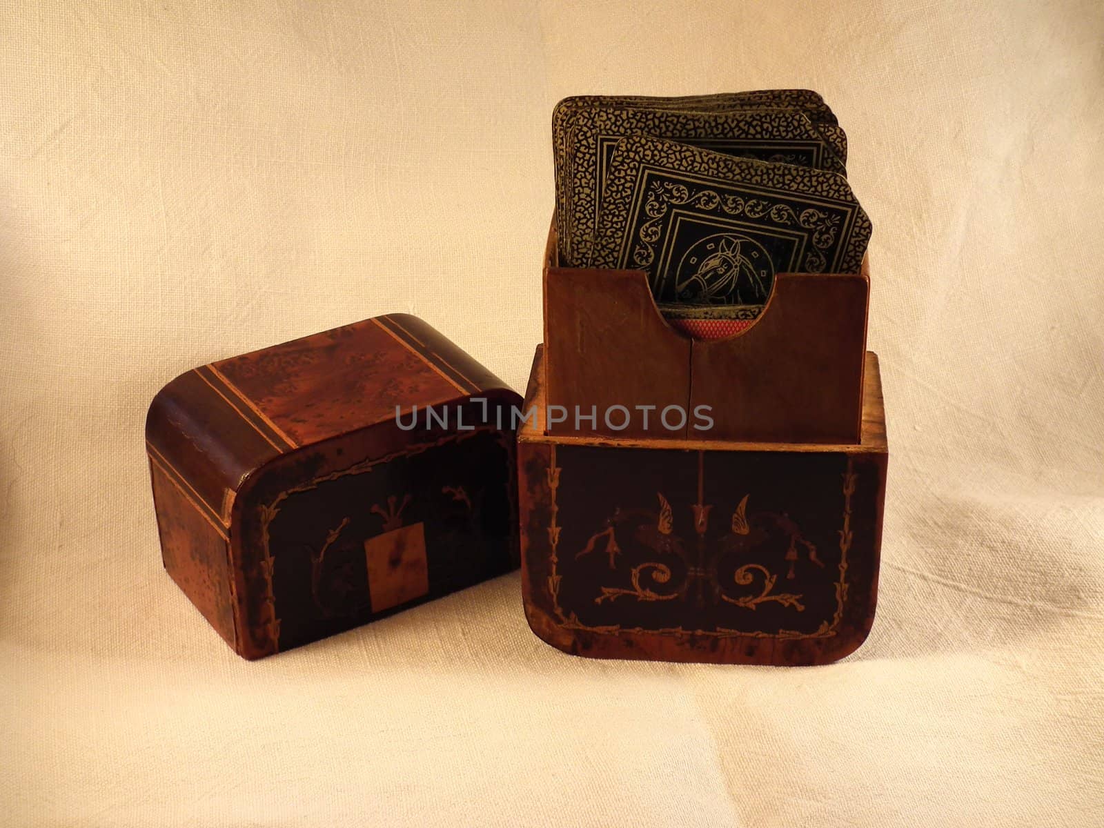 Old wooden card box