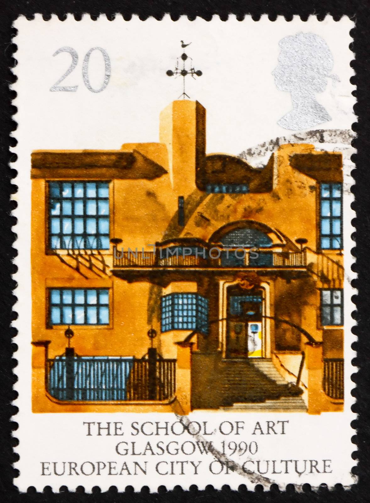 GREAT BRITAIN - CIRCA 1990: a stamp printed in the Great Britain shows School of Art, Glasgow, European City of Culture, circa 1990