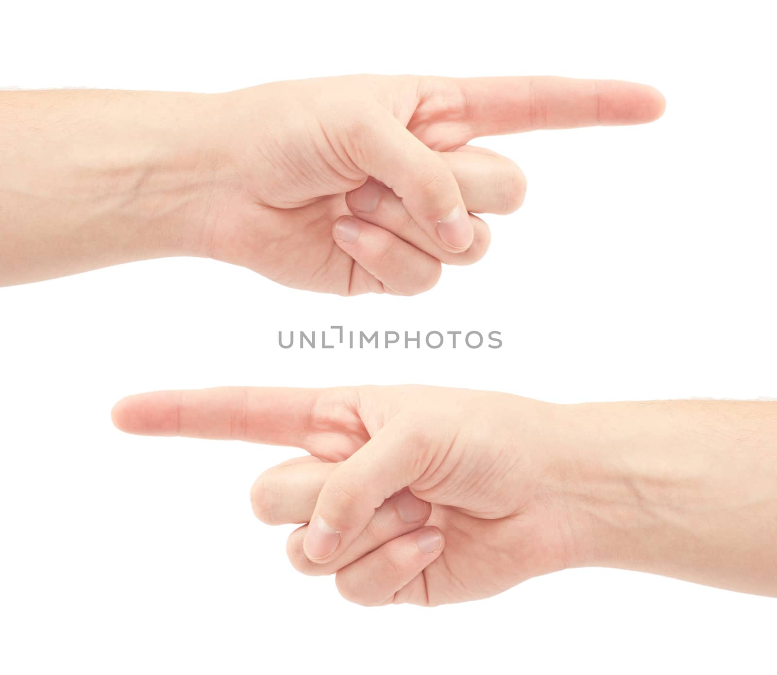 Pointing hand isolated on white background